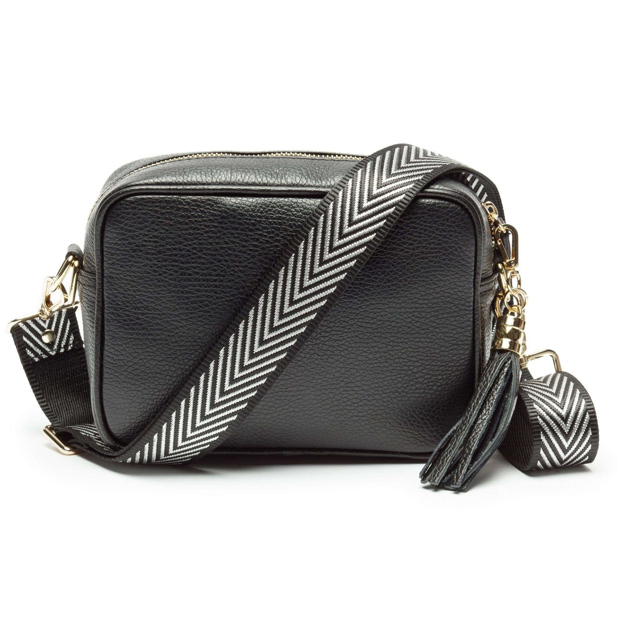 Elie Beaumont Crossbody strap - Silver Chevron