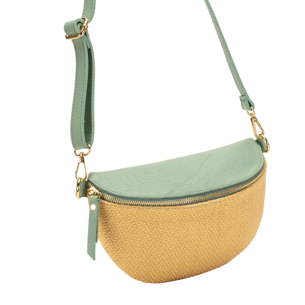 Elie Beaumont Raffia Sling Bag Mint