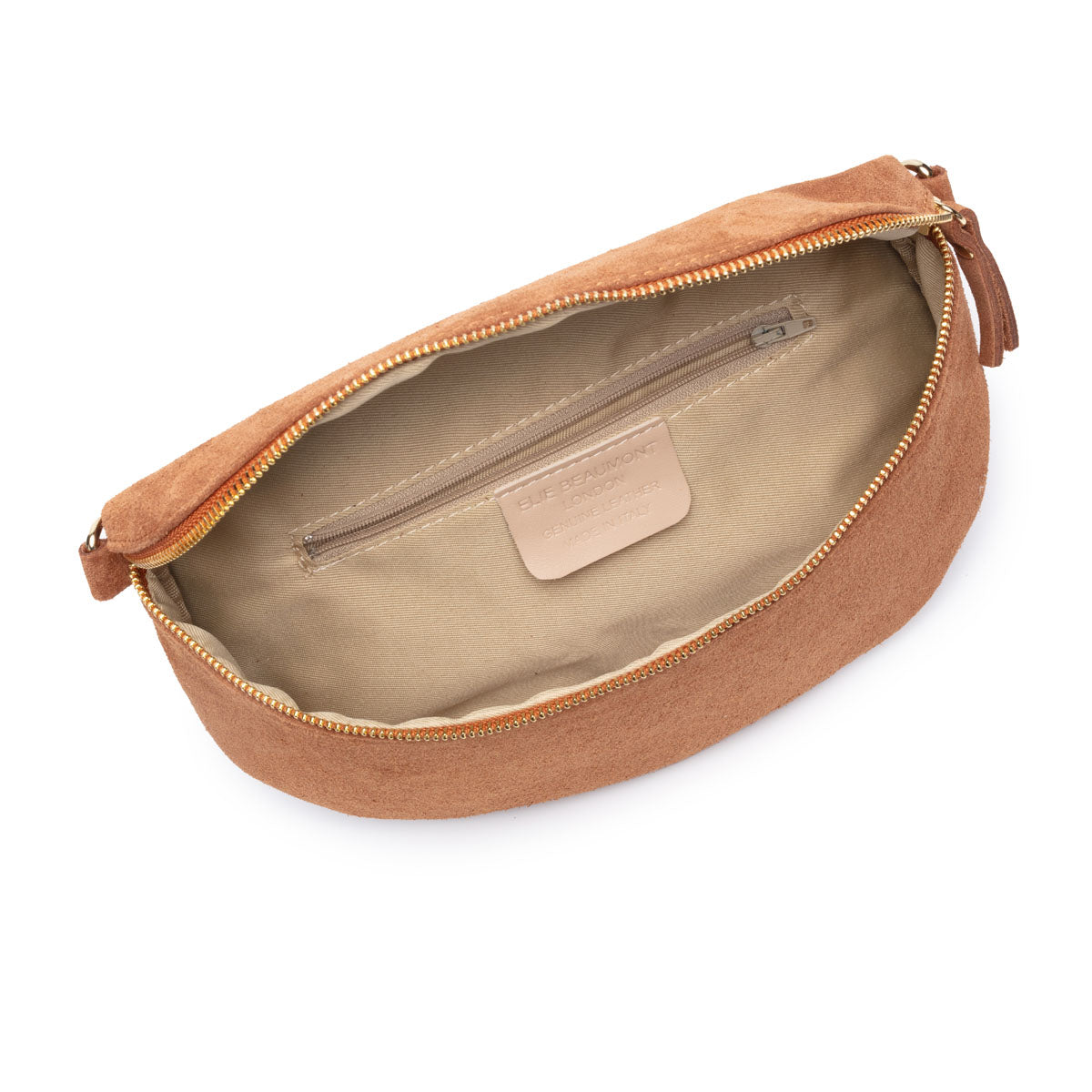 Elie Beaumont Suede Sling Bag - Tan Large