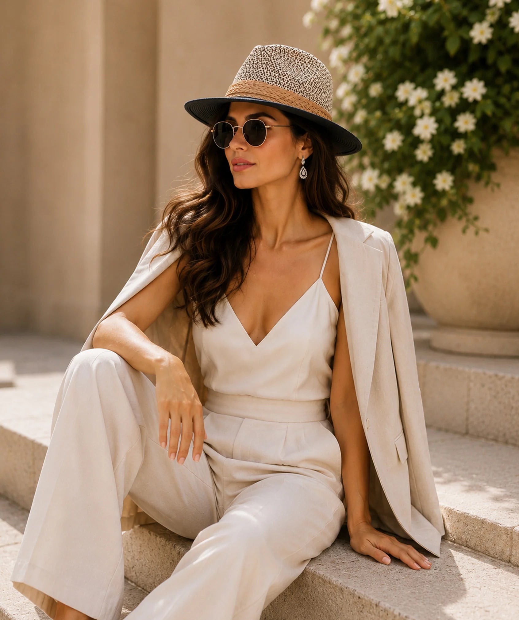 Natural/Black Two Tone Paper Straw Fedora Hat with UPF 50 Sun Protection