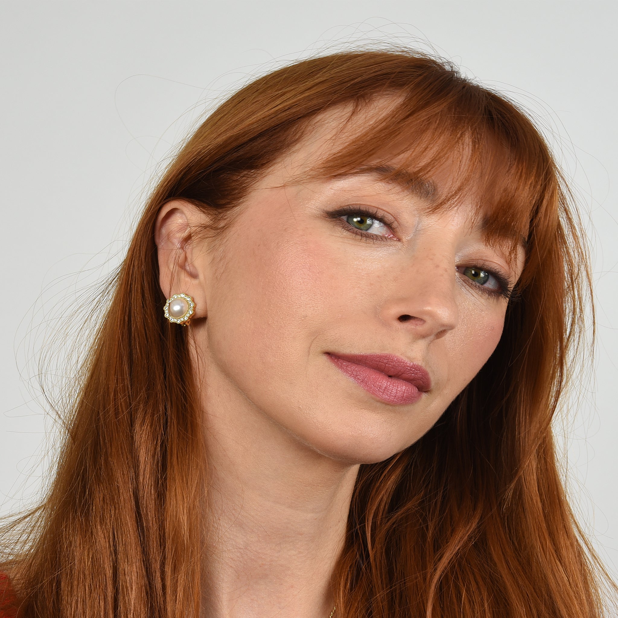 Cachet London Florantine Pearl Gold Clip on Earrings