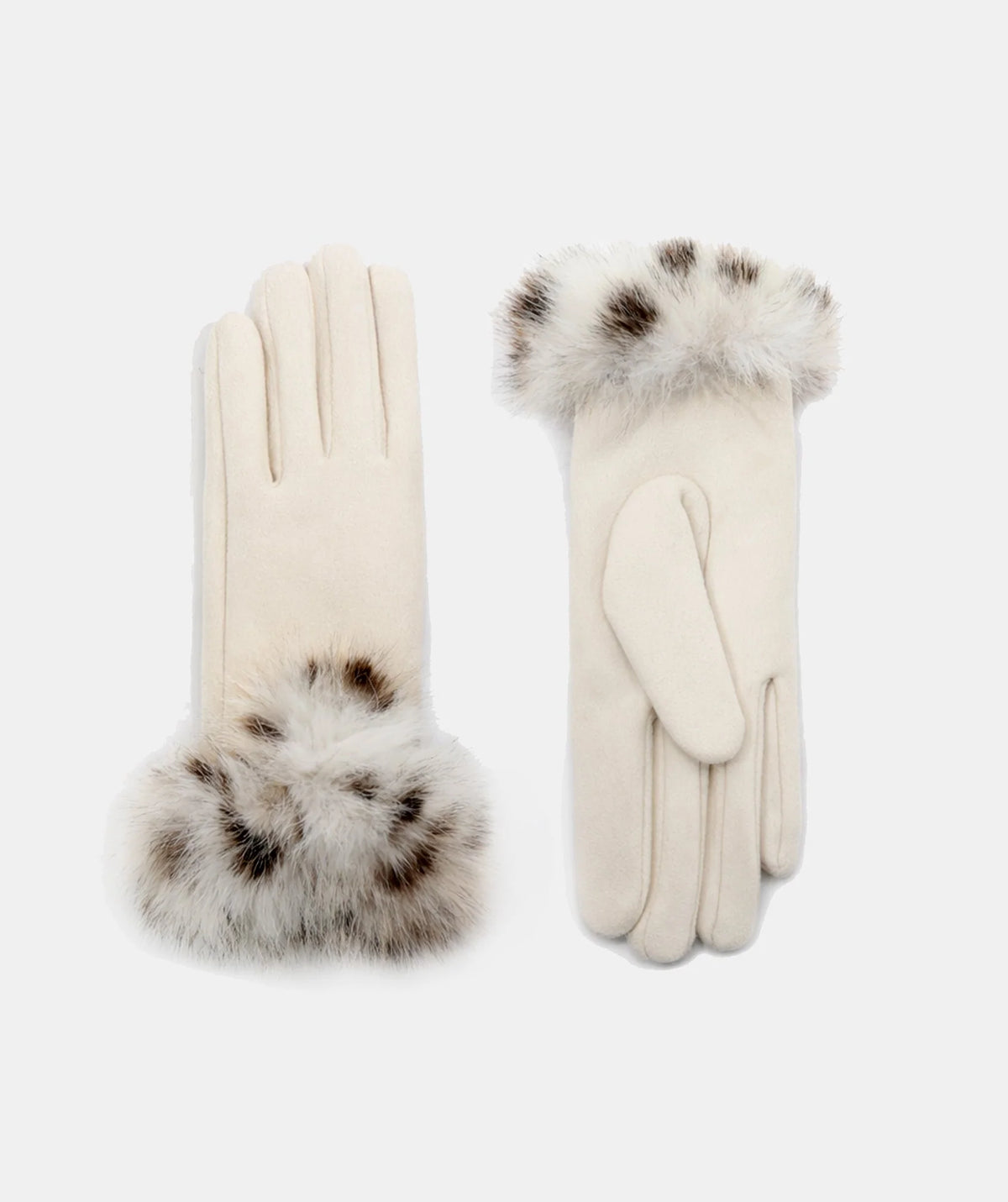 Faux Suede Leopard Cuff Gloves  | Premium Warmth