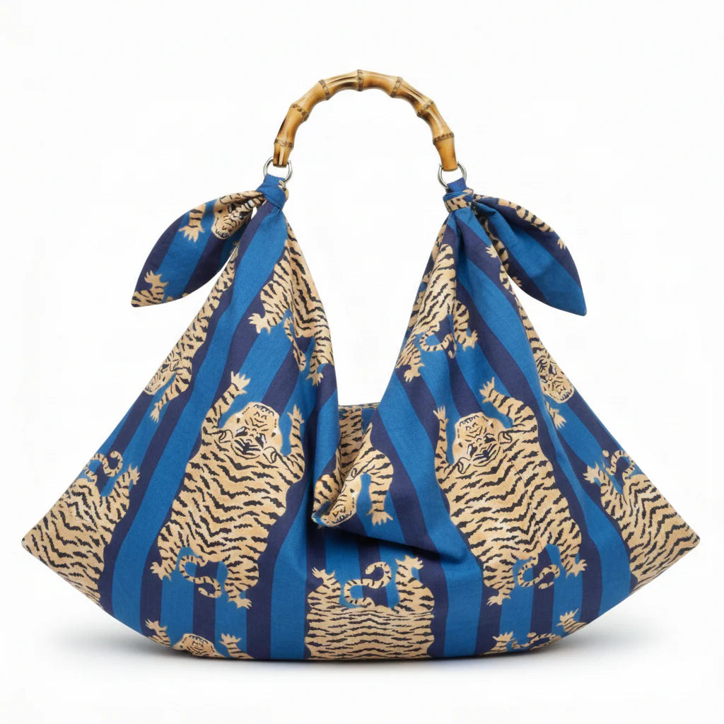 Elie Beaumont Serendipity Handkerchief Bag - Blue Tibetan Tiger