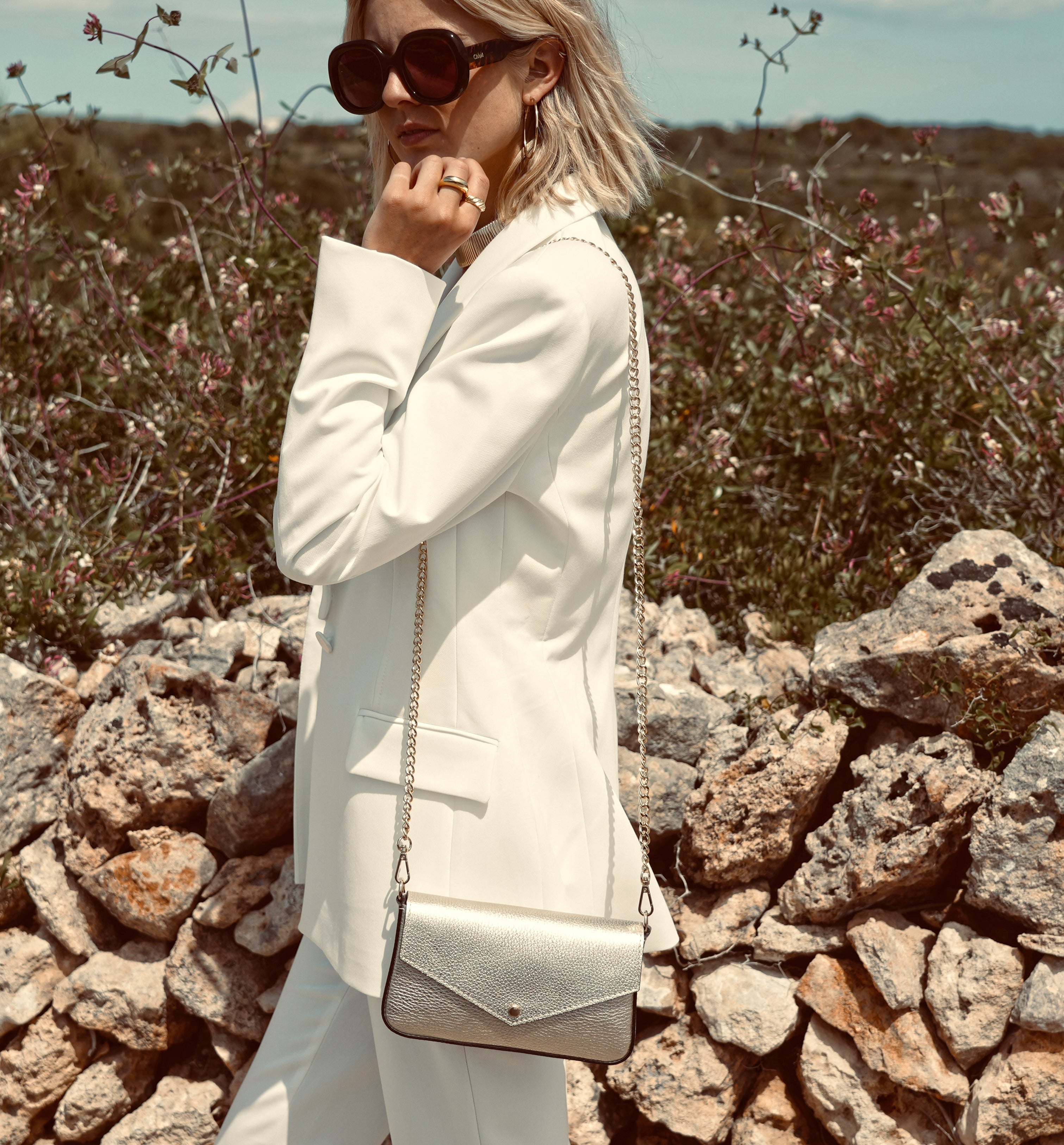 Apatchy London The Munro Gold Leather Shoulder Bag