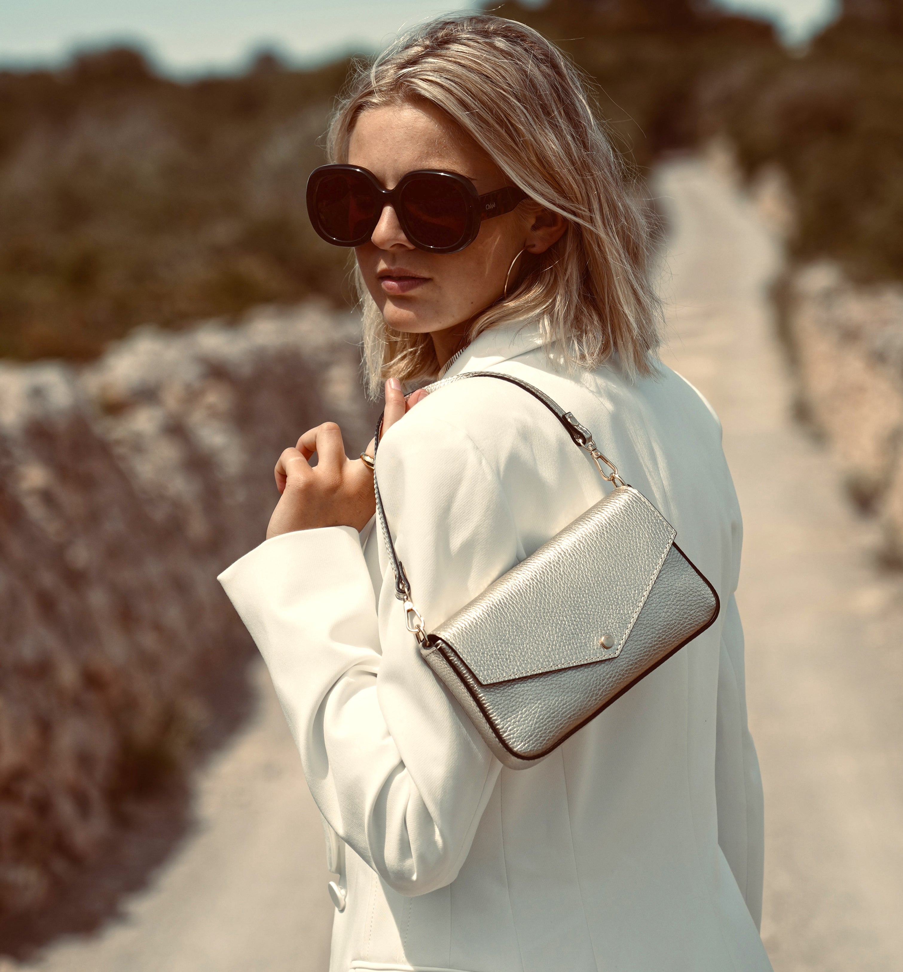 Apatchy London The Munro Gold Leather Shoulder Bag