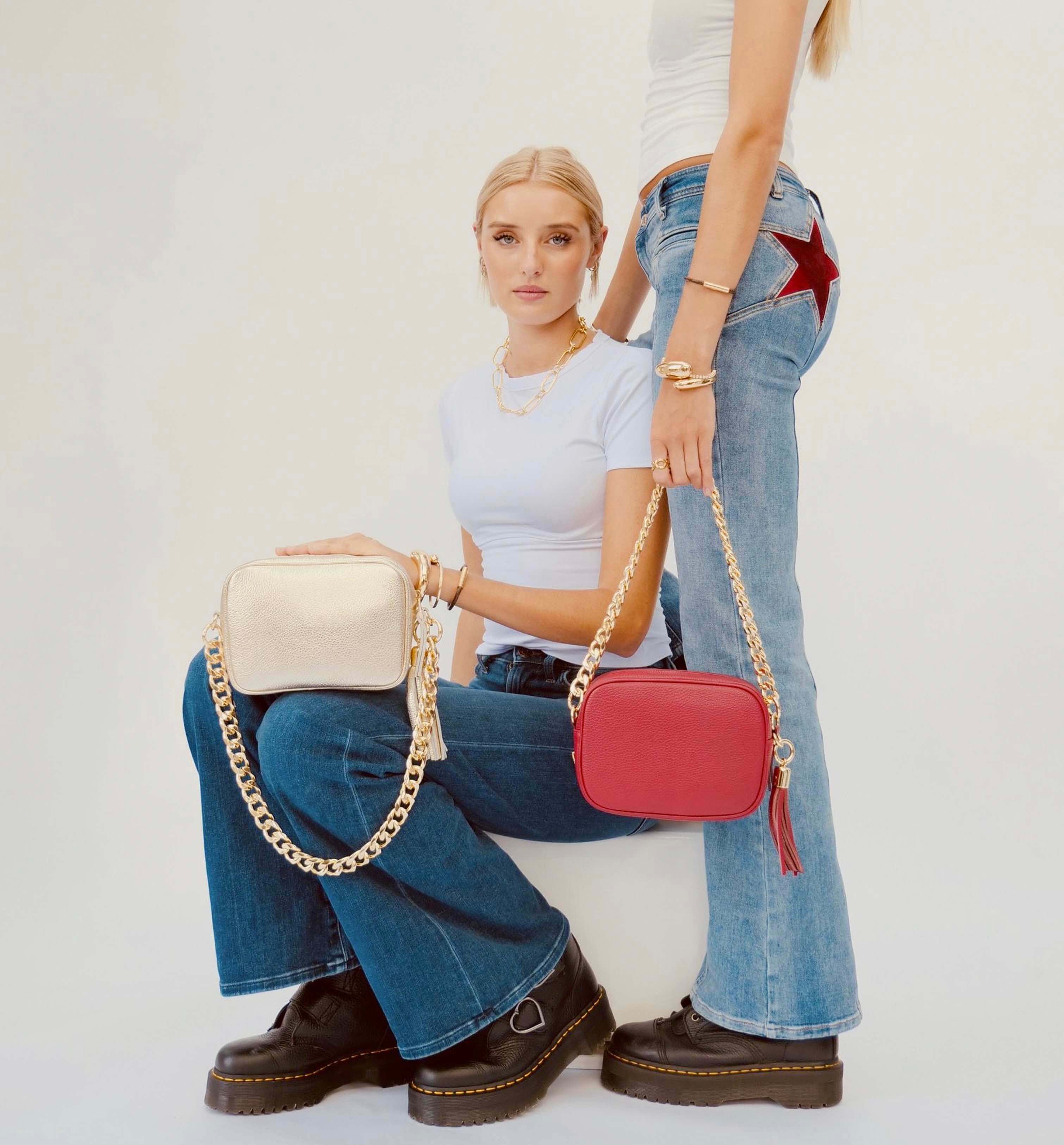 Apatchy London The Tassel  Leather Crossbody Bag With  Chain Strap