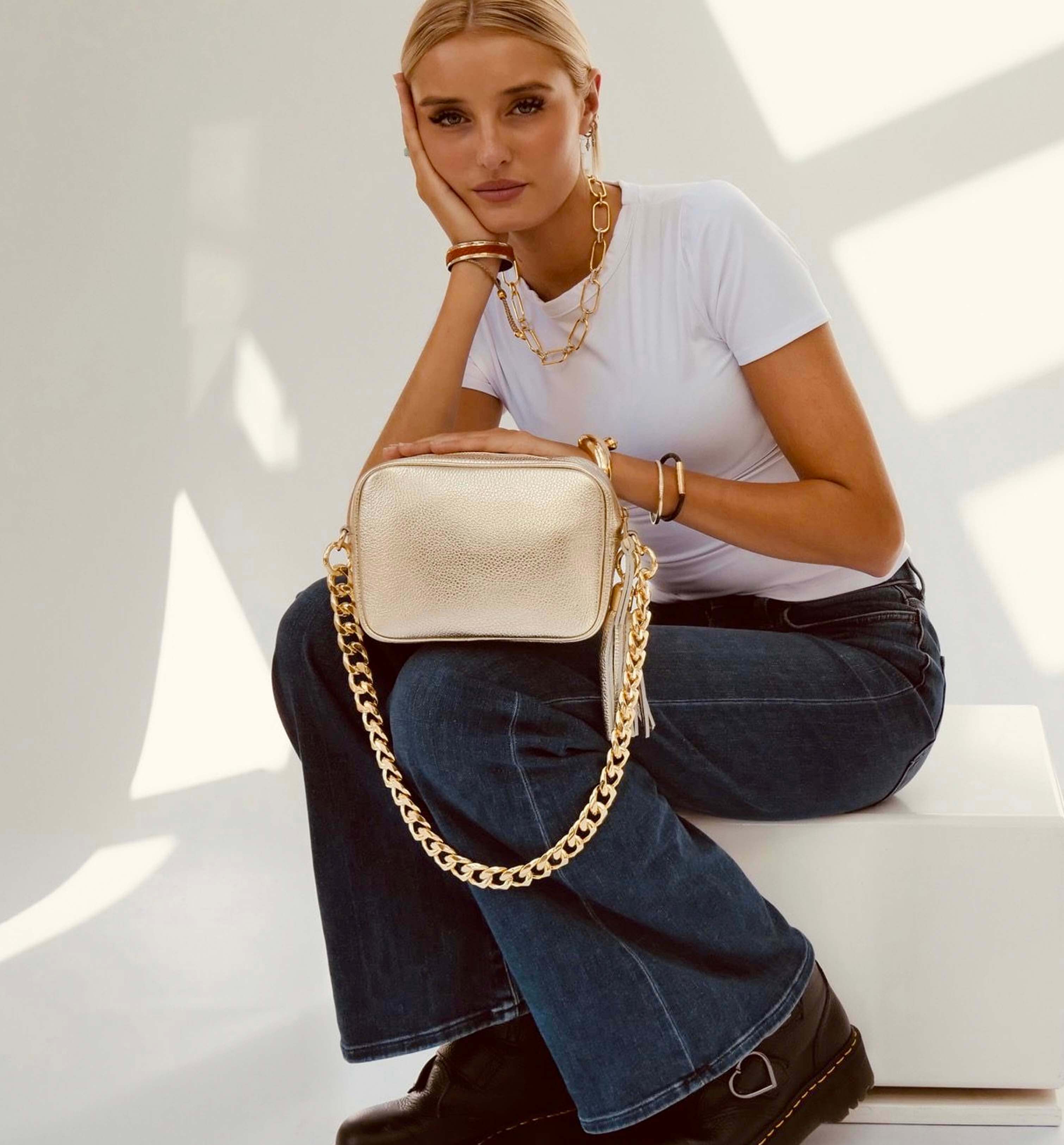 Apatchy London The Tassel  Leather Crossbody Bag With  Chain Strap
