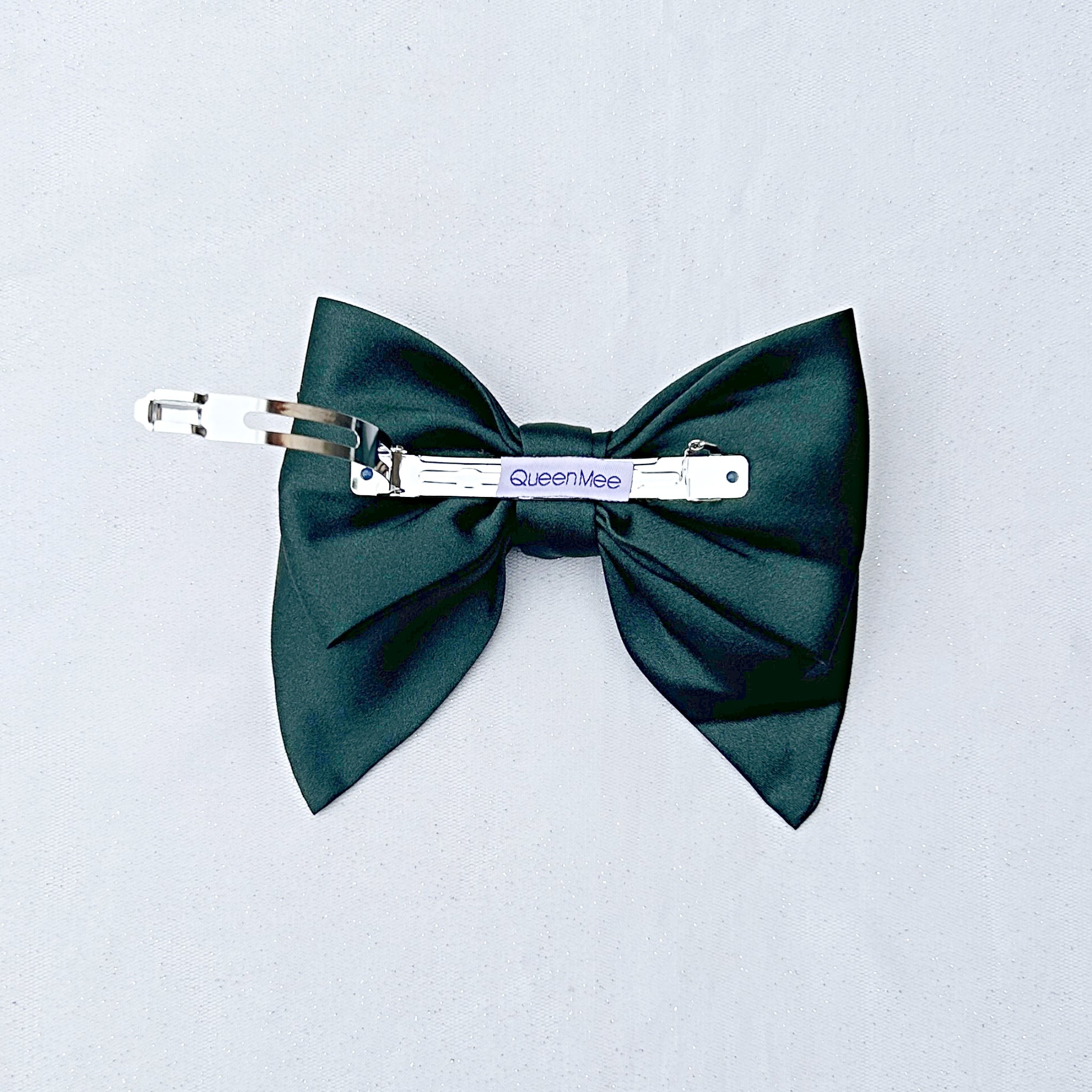 QueenMee Green Satin Hair Bow Green Hair Clip