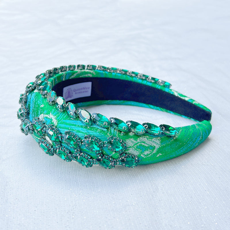 QueenMee Green Headpiece Wedding Headband Races Headpiece Crystal