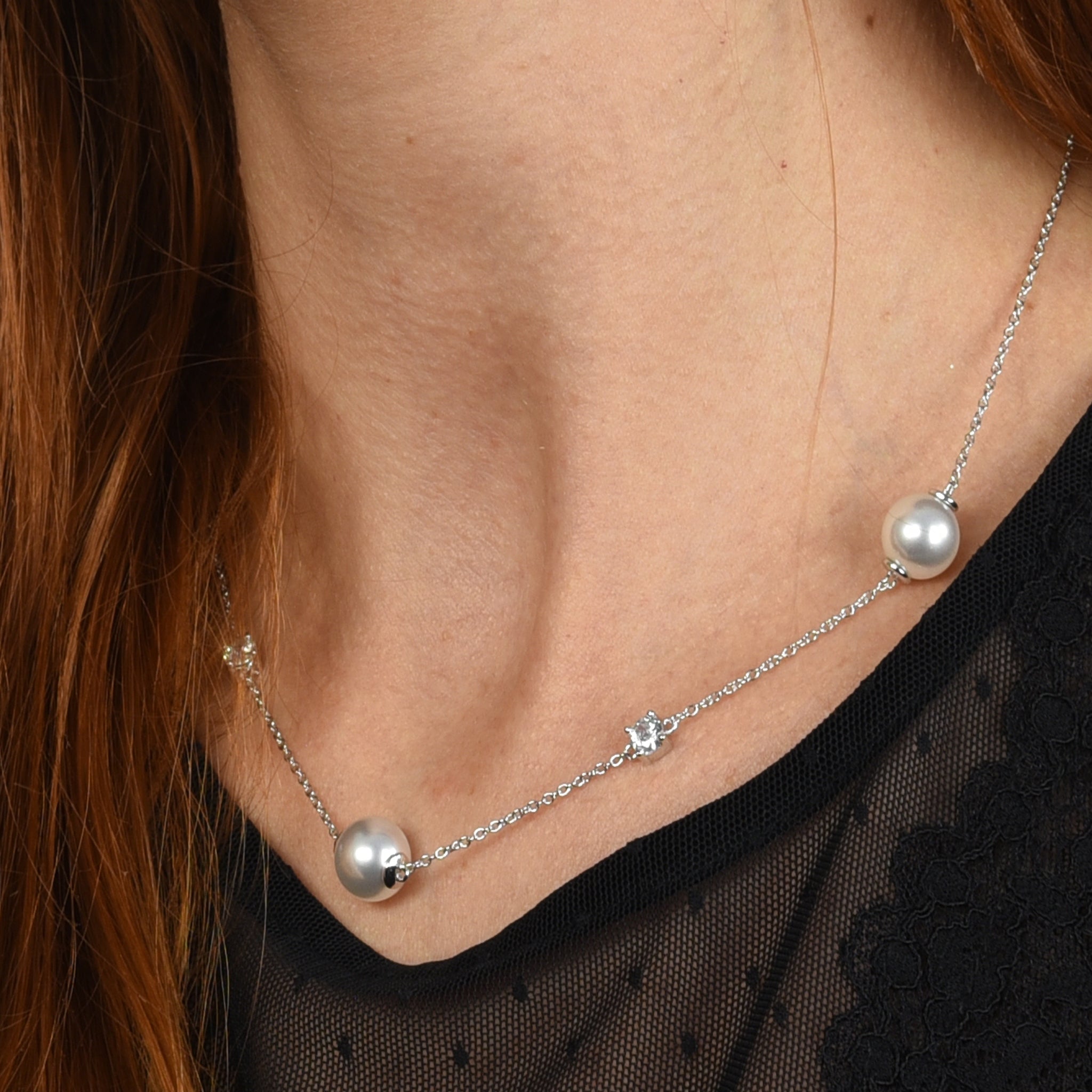 Cachet London Halston Silver Pearl Necklace