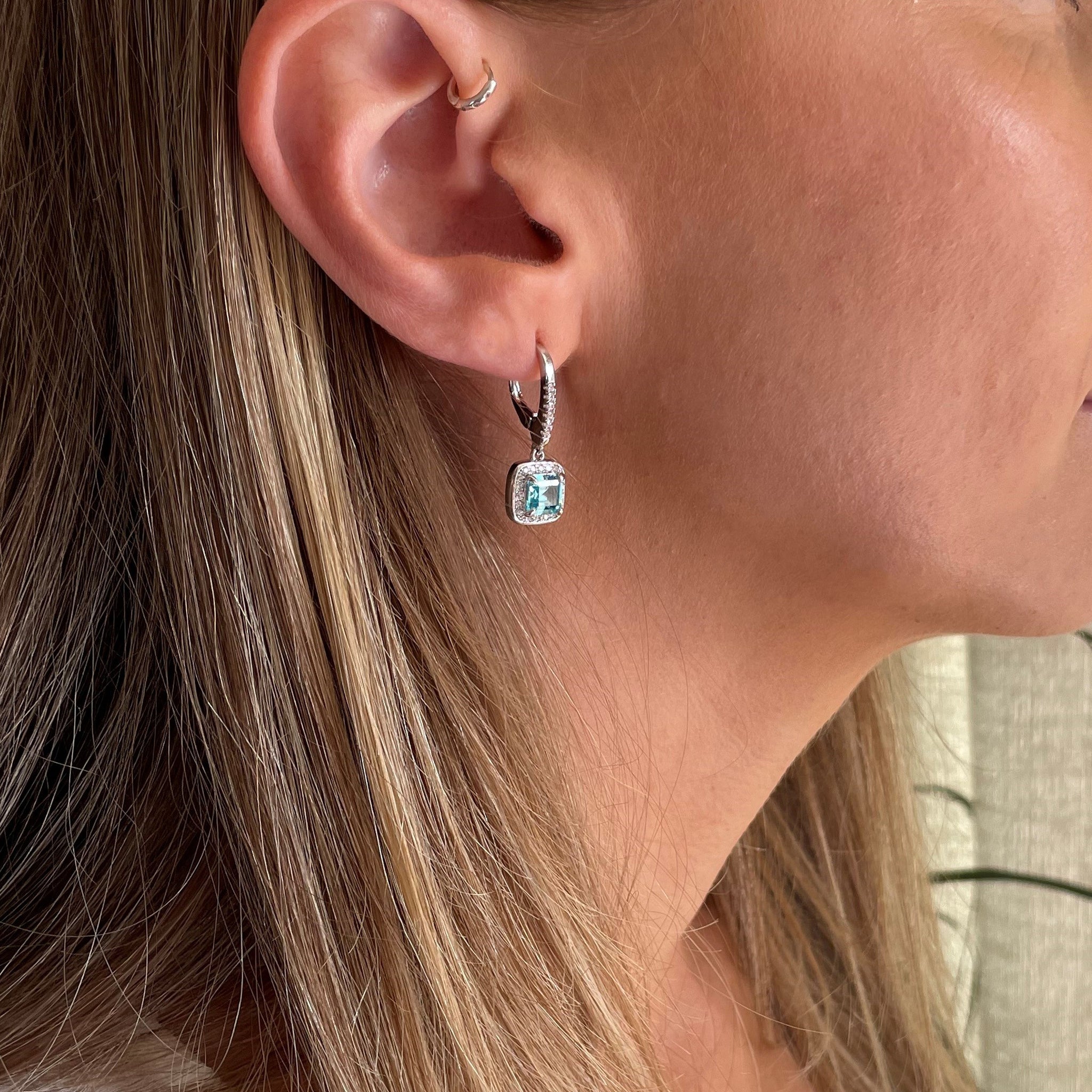 Idola Silver Aquamarine Earrings