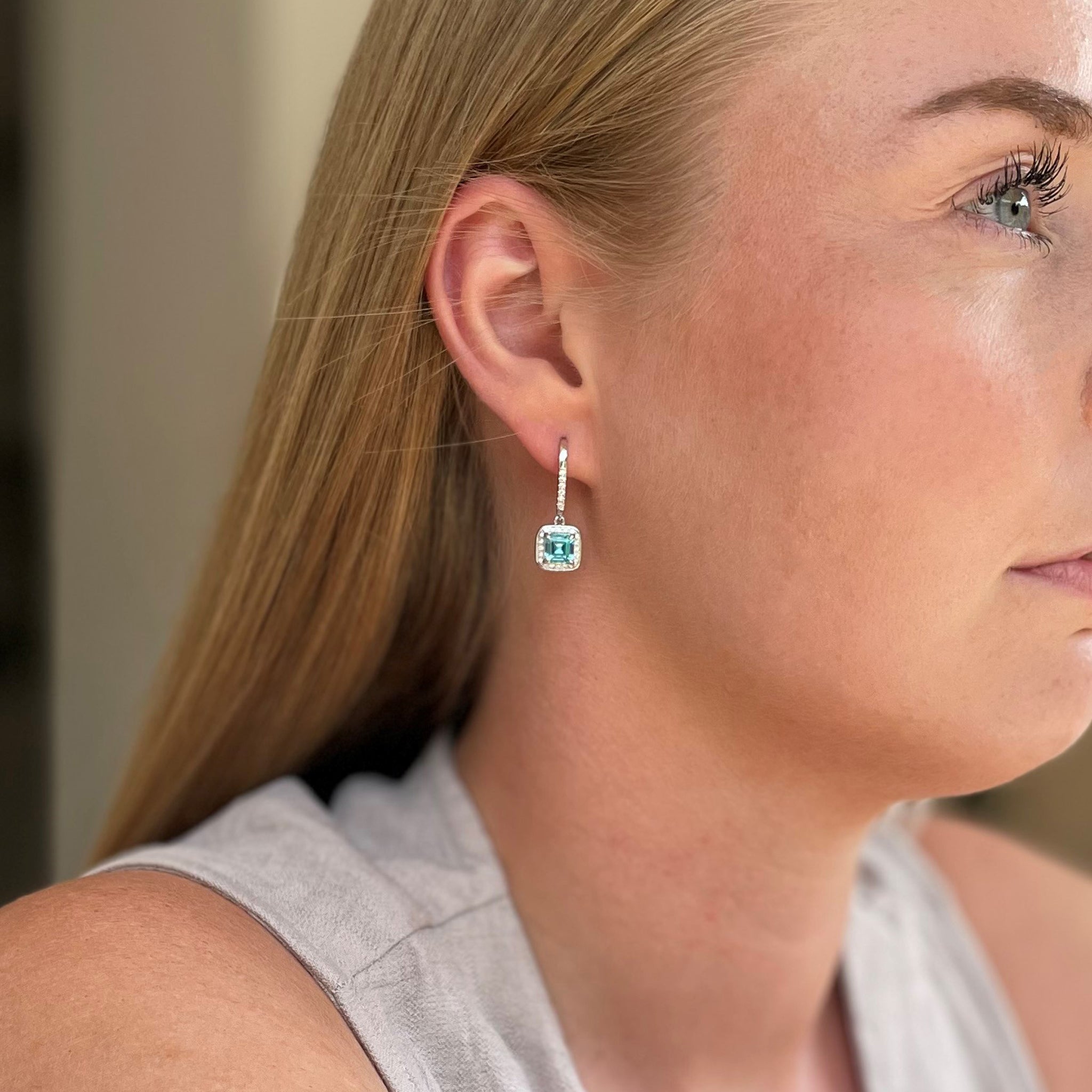 Idola Silver Aquamarine Earrings