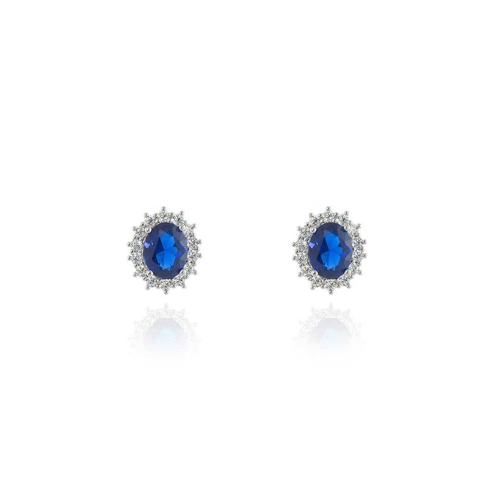 Cachet London Dacia Silver Sapphire  Earrings
