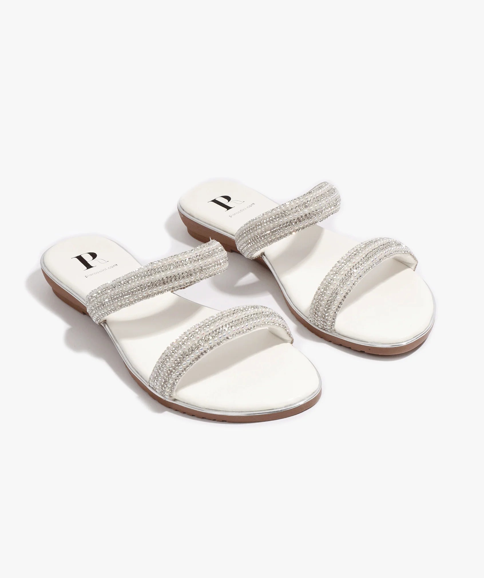 Kalippo - Silver Embellished Wedged Mule Sandals