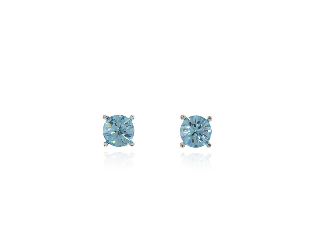 Laine 8mm Aquamarine Silver Earrings