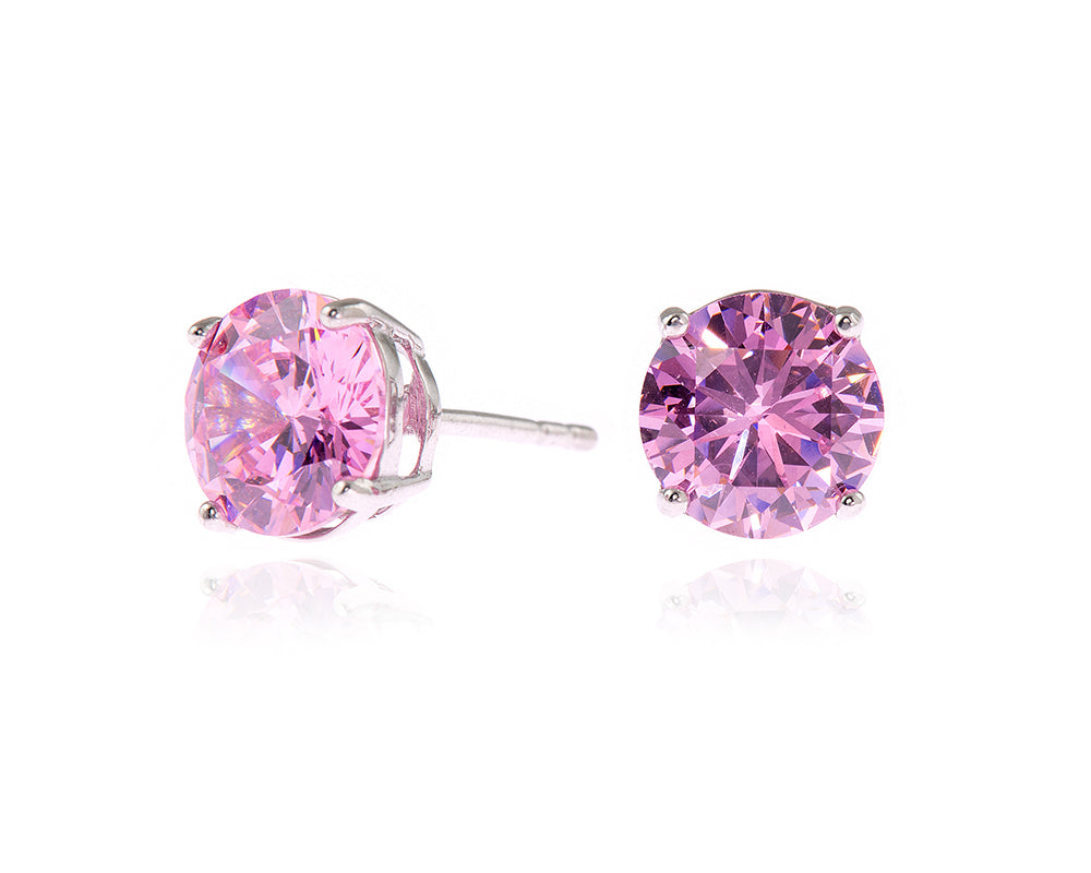 Lana 8mm Sterling Silver Pink Earrings