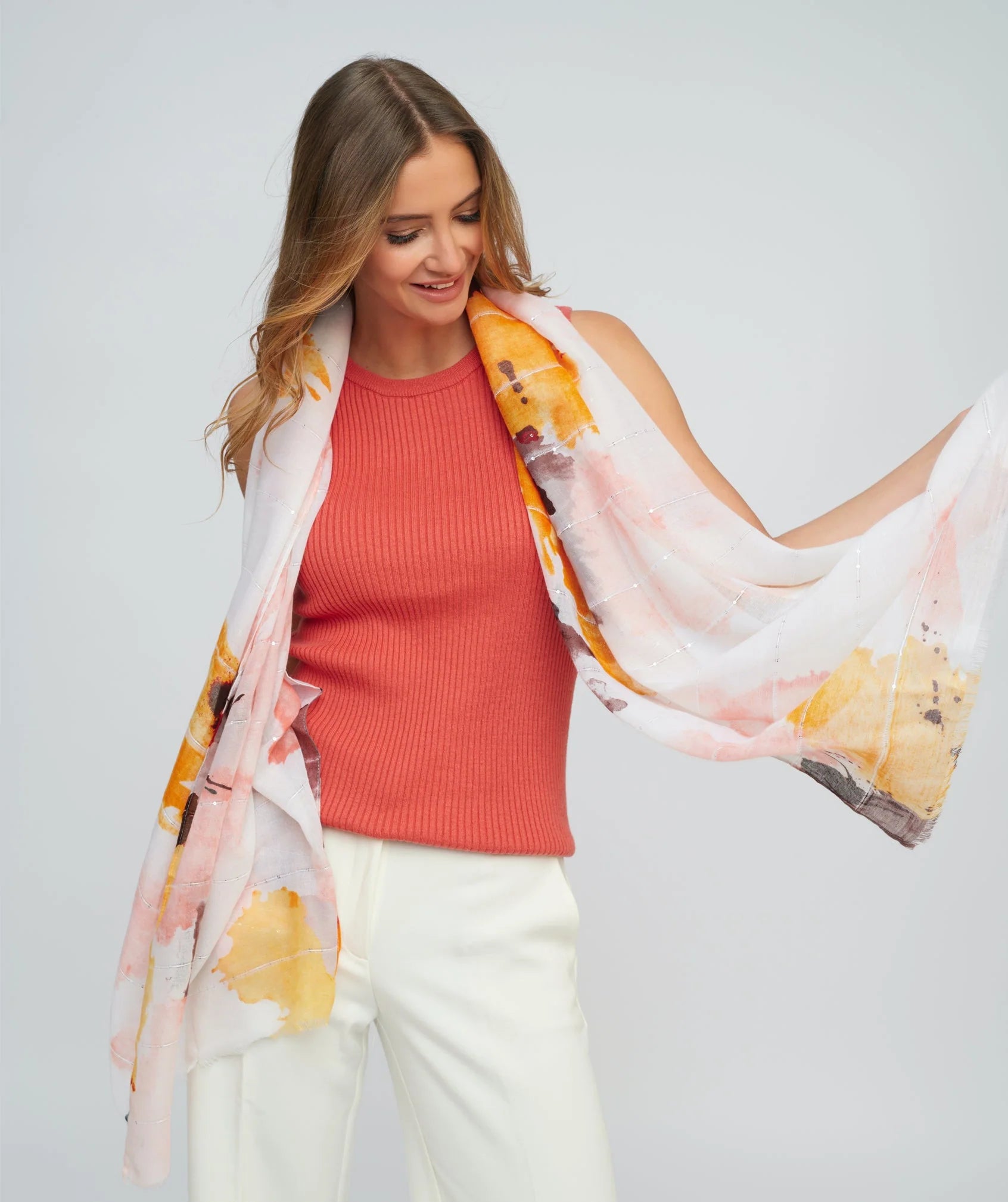 Lilia - Watercolour Print Scarf