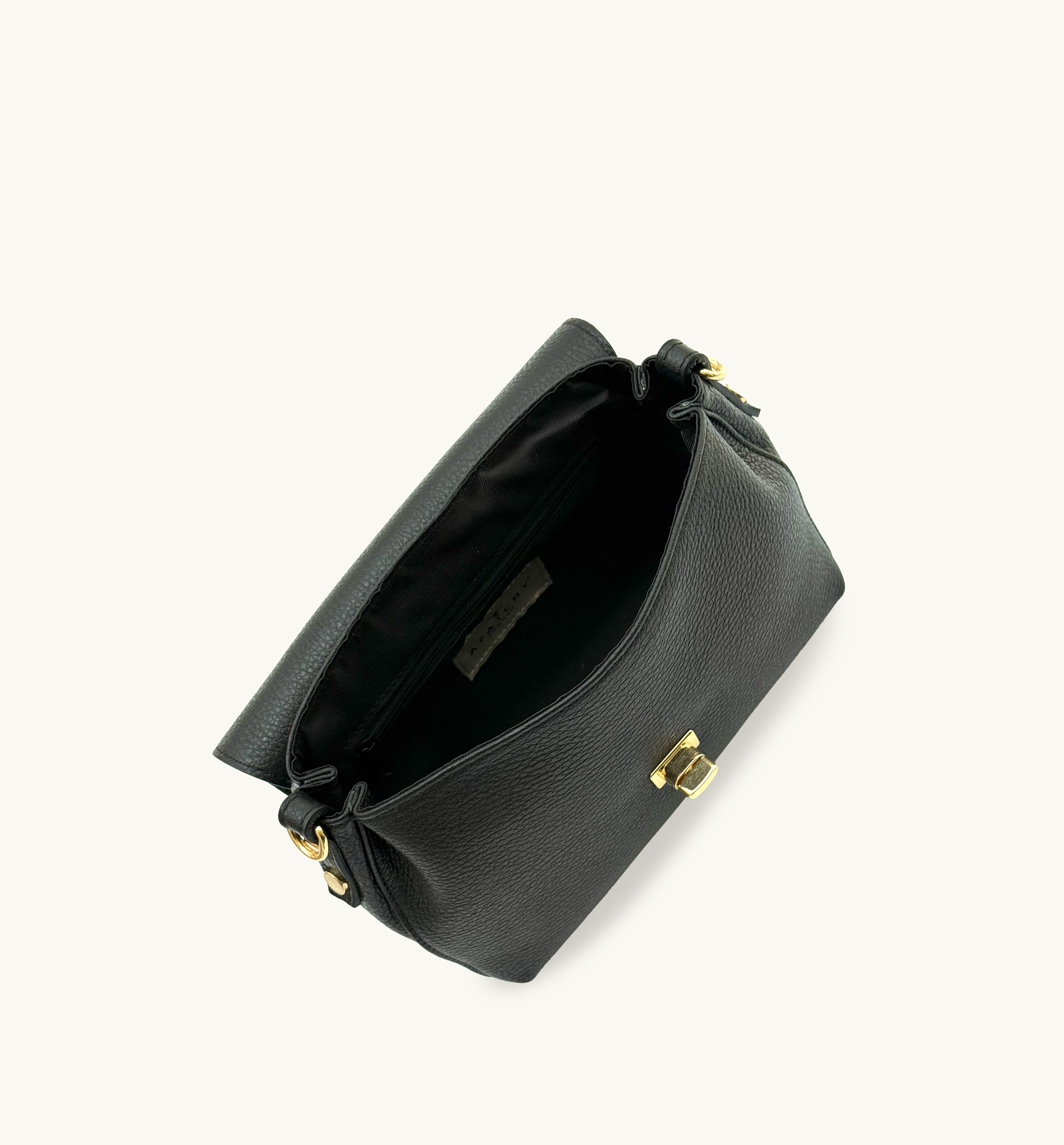 Apatchy London The Maisie Midi Black Leather Bag