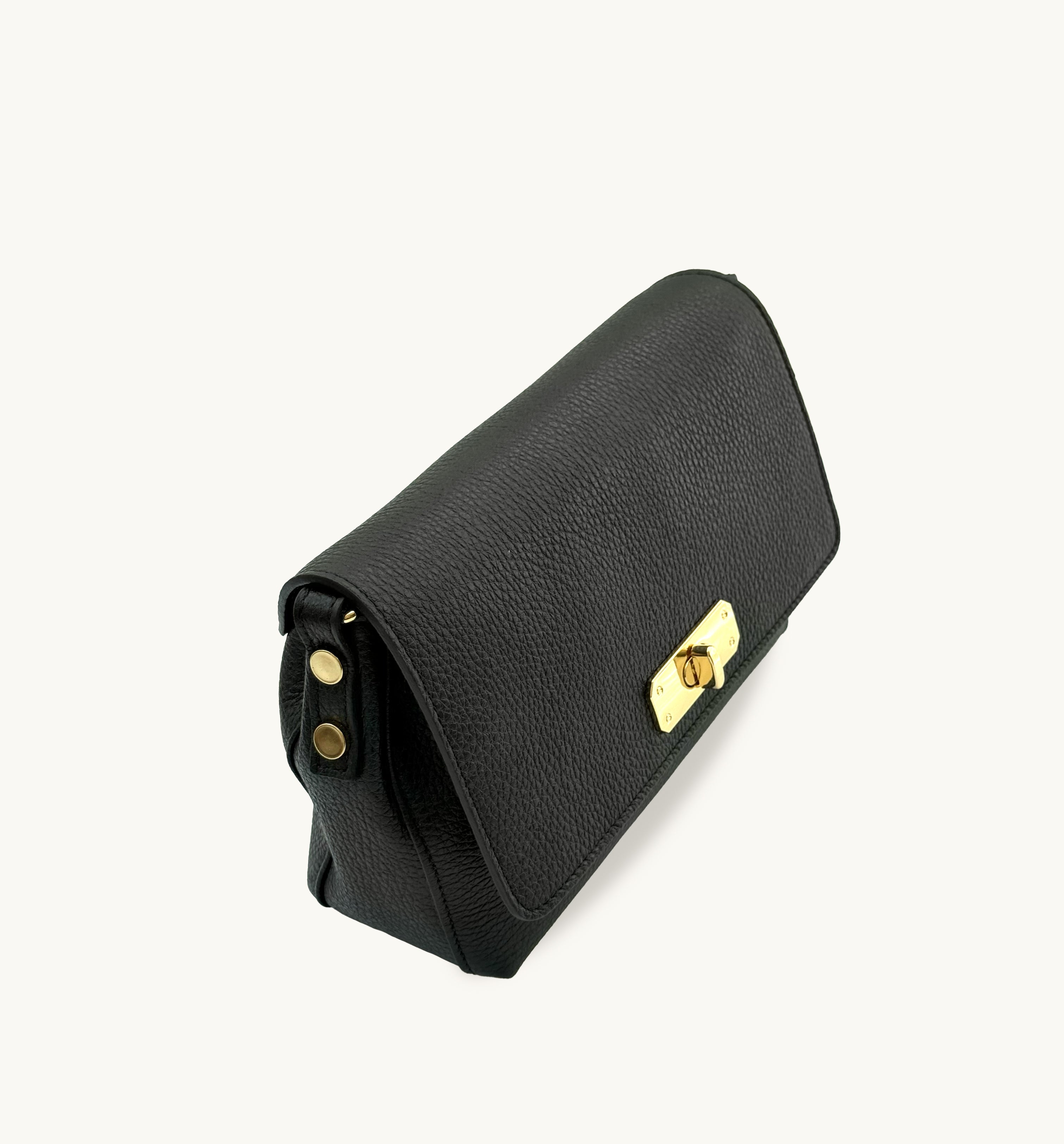 Apatchy London The Maisie Midi Black Leather Bag