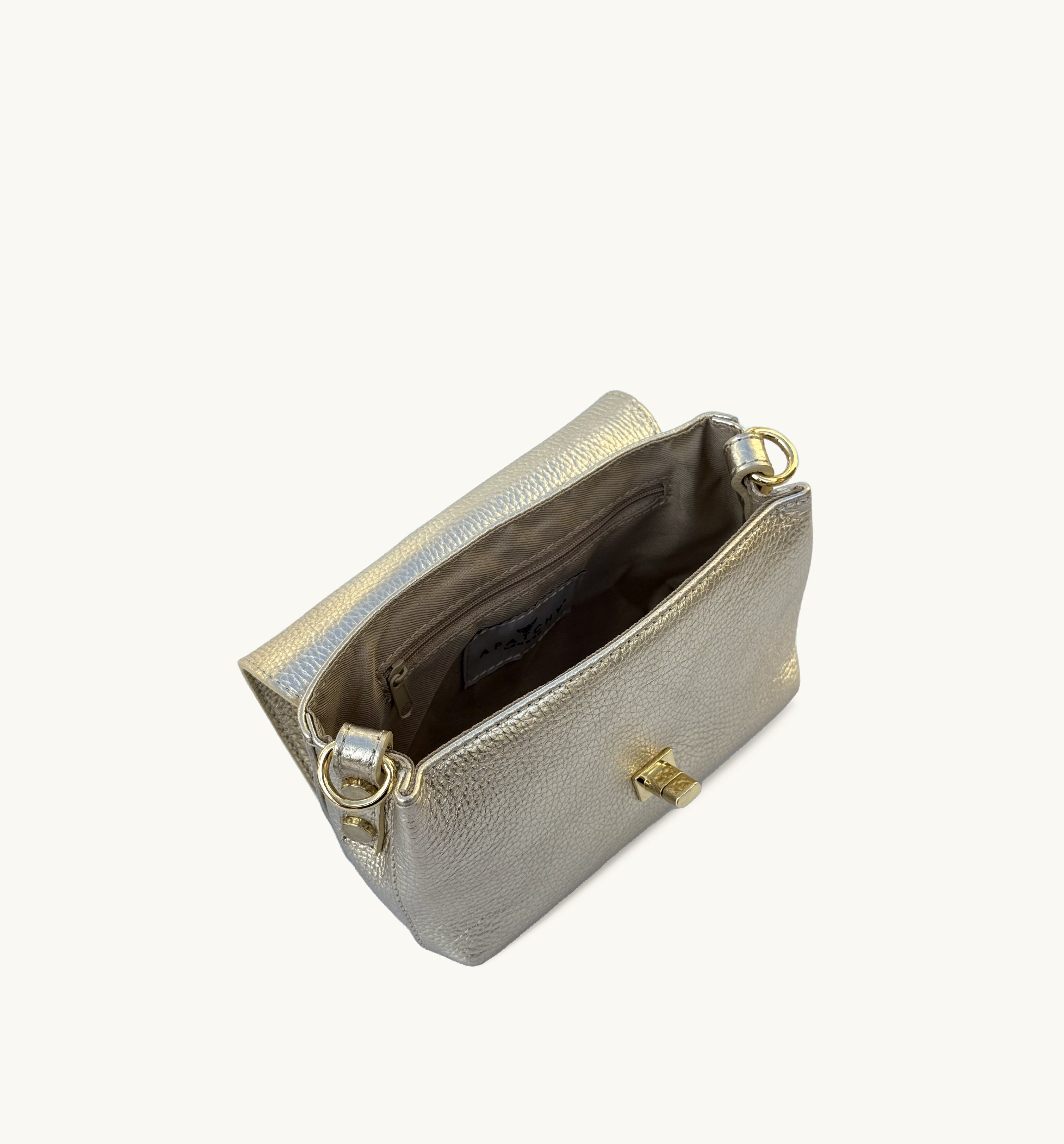 Apatchy London The Maisie Gold Leather Bag