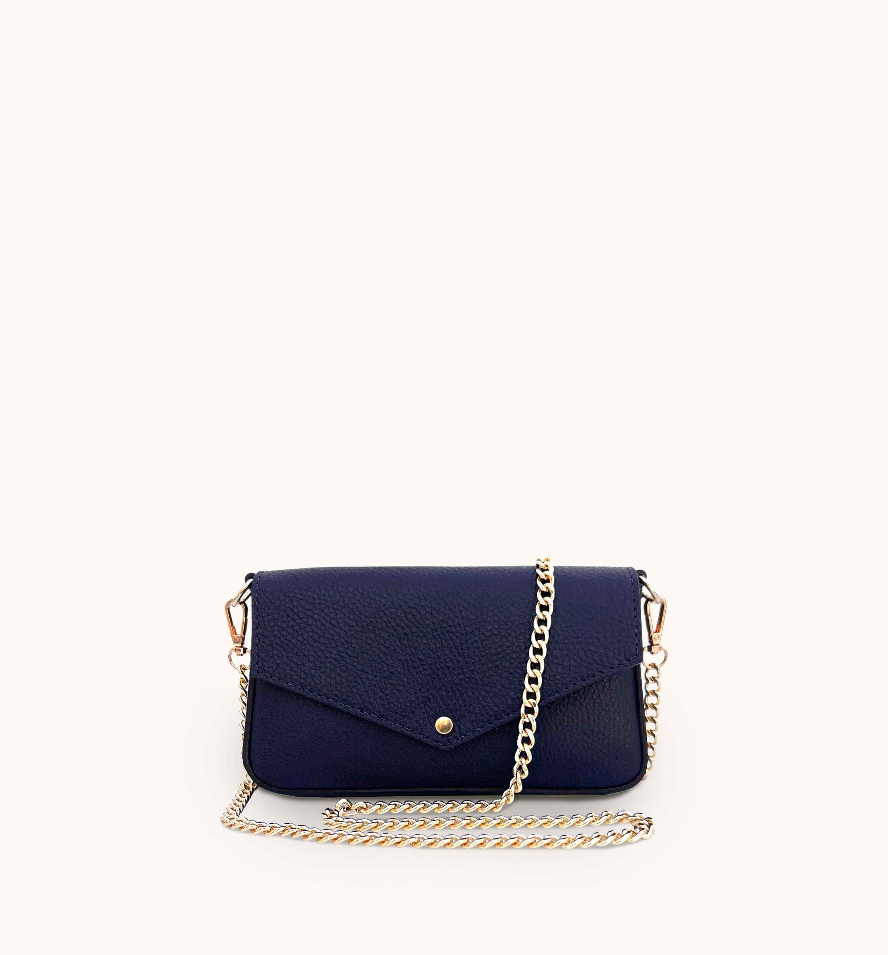 Apatchy London The Munro Navy Leather Shoulder Bag