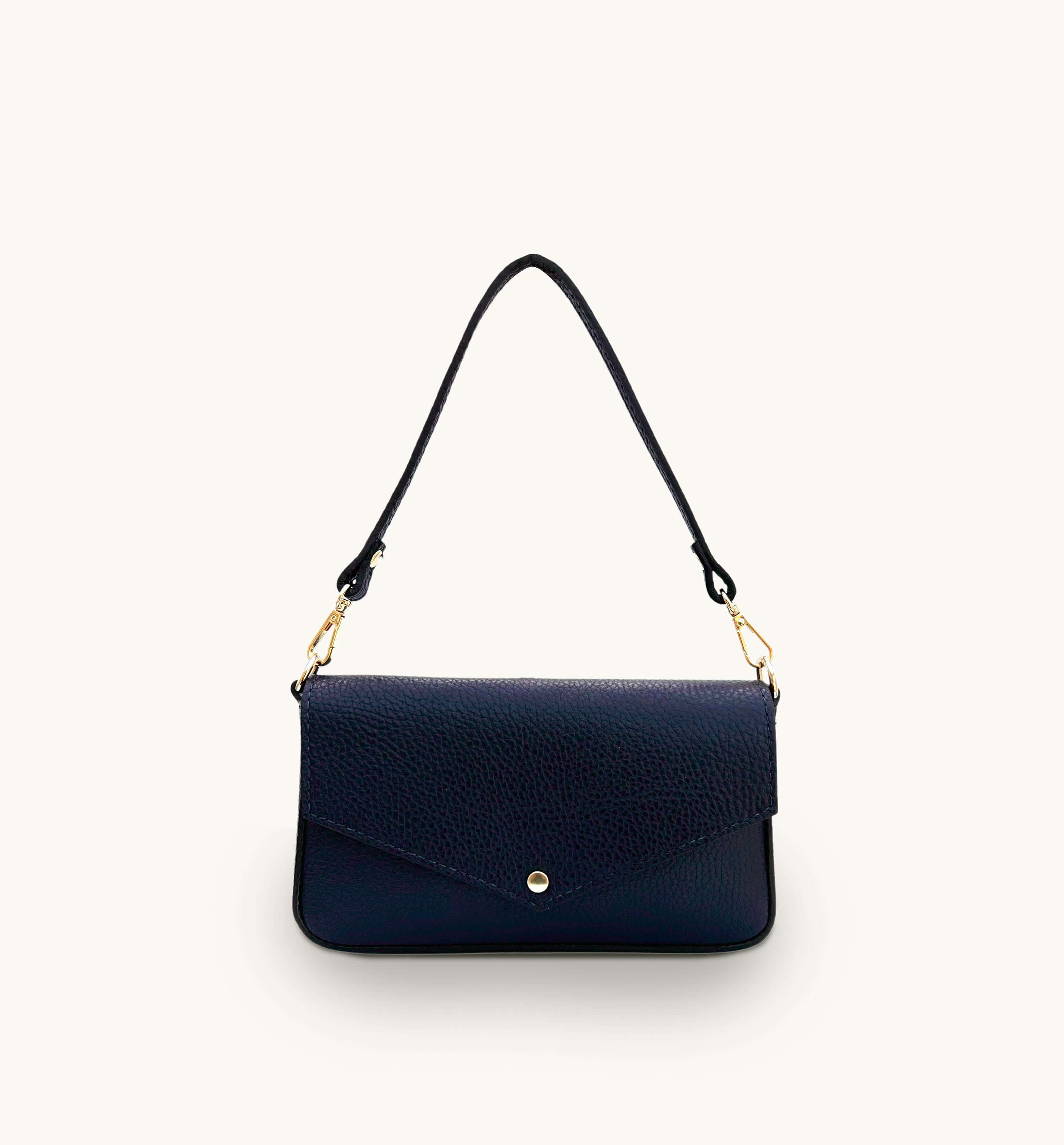 Apatchy London The Munro Navy Leather Shoulder Bag