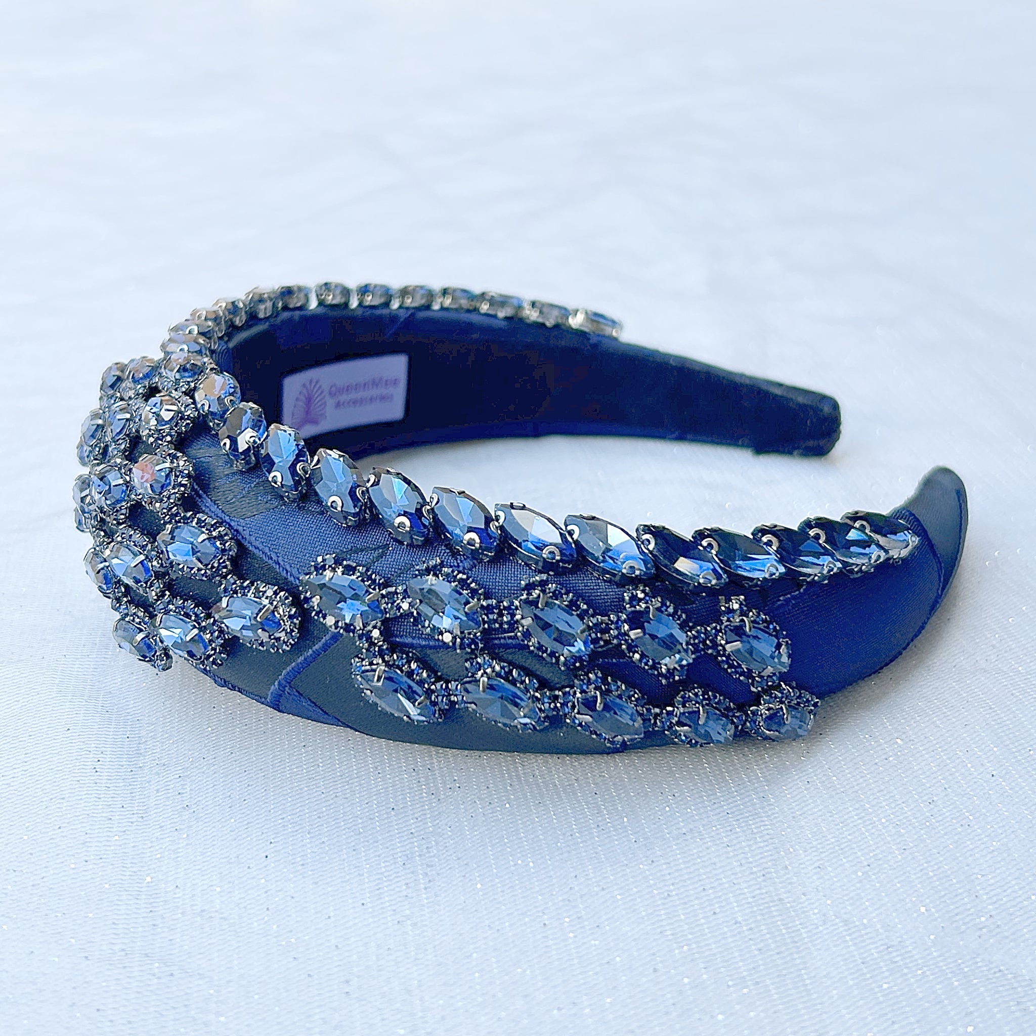 QueenMee Navy Headpiece Wedding Headband Blue Races Headpiece Crystal