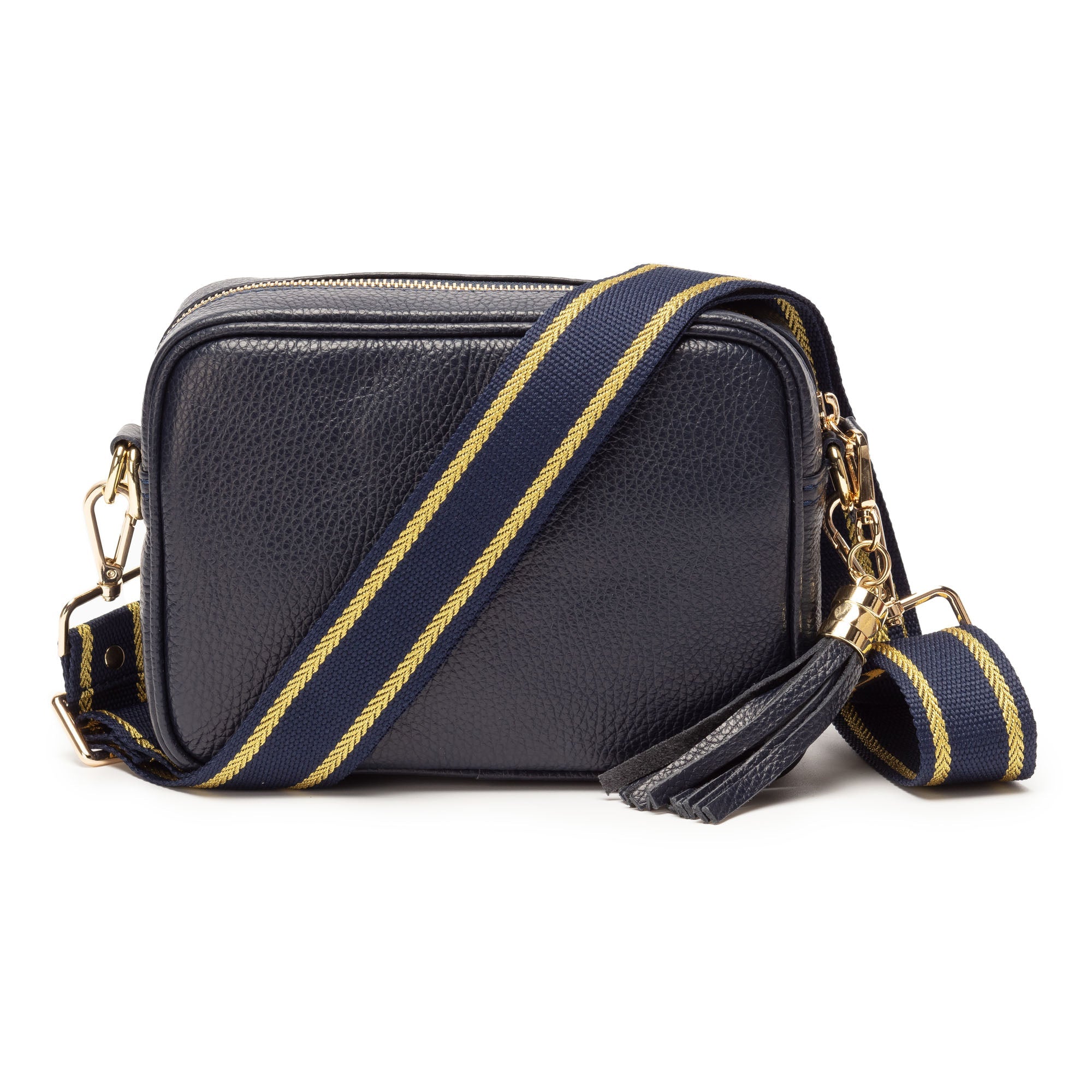 Elie Beaumont Crossbody strap - Navy Gold Trim