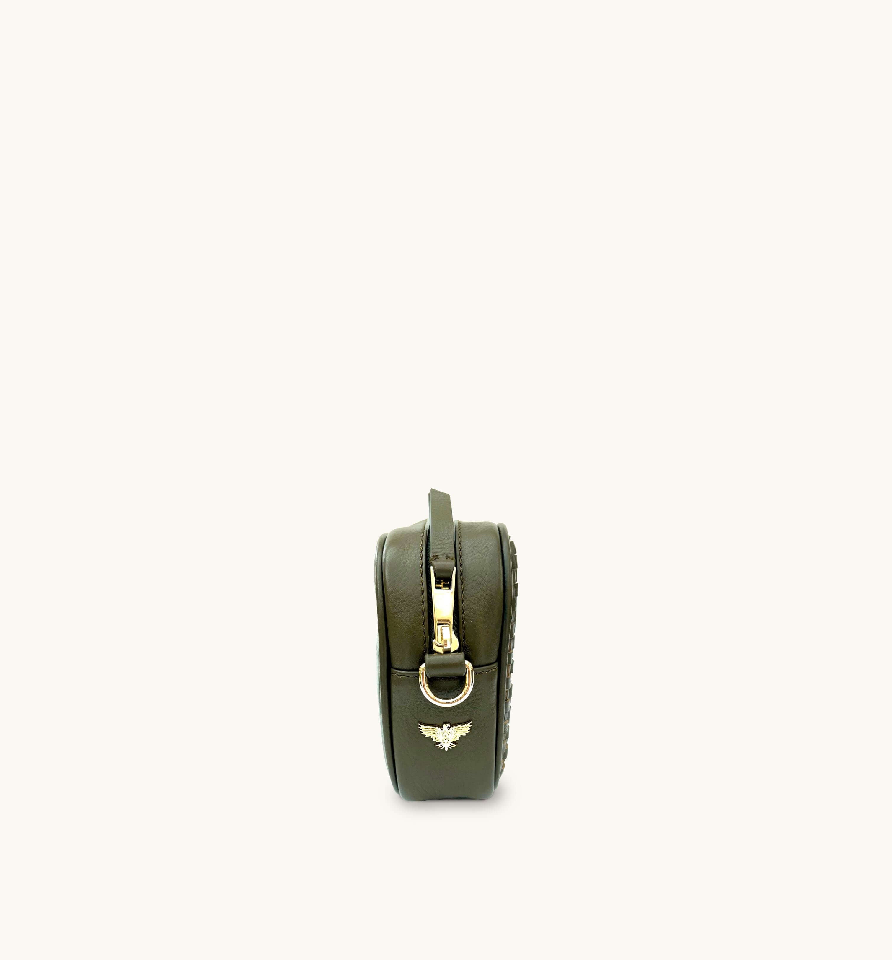 Apatchy London The Penelope Olive Woven Leather Camera Bag
