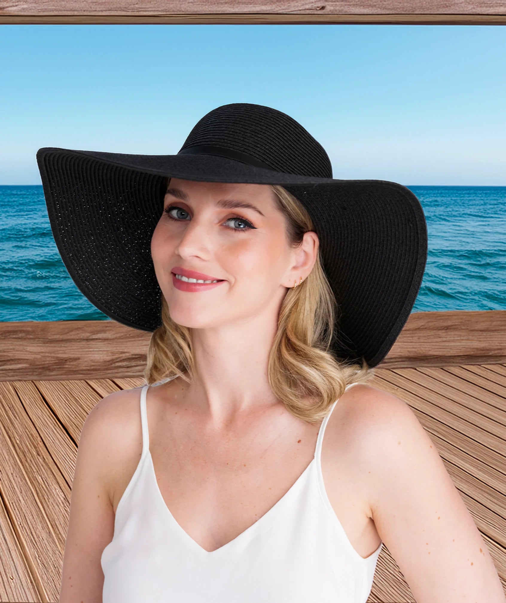 Porto - Wide Brim Straw Floppy Hat