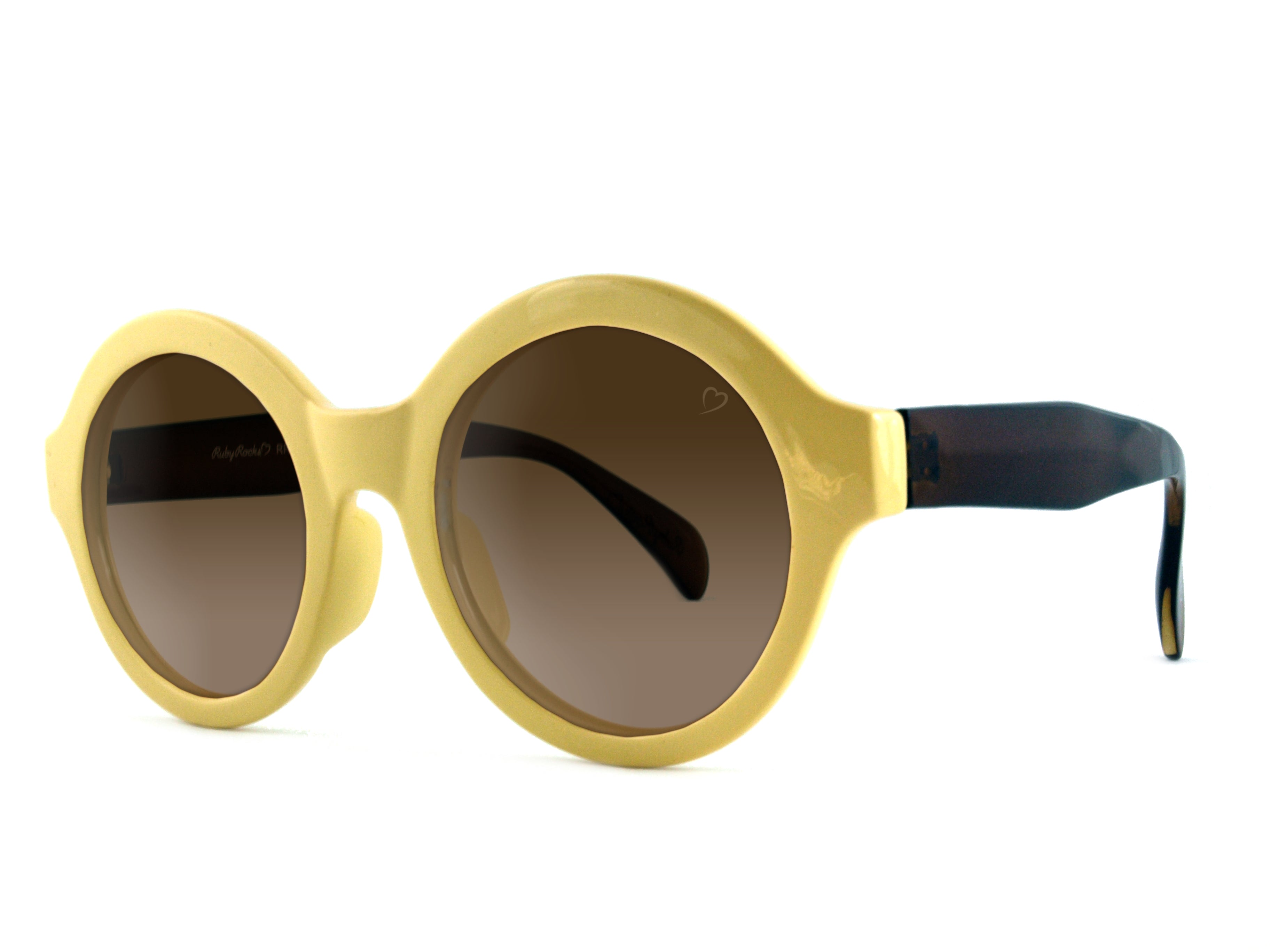 Ruby Rocks Glam Vintage style Yellow and Black frame with brown lens Sunglasses RR04-1