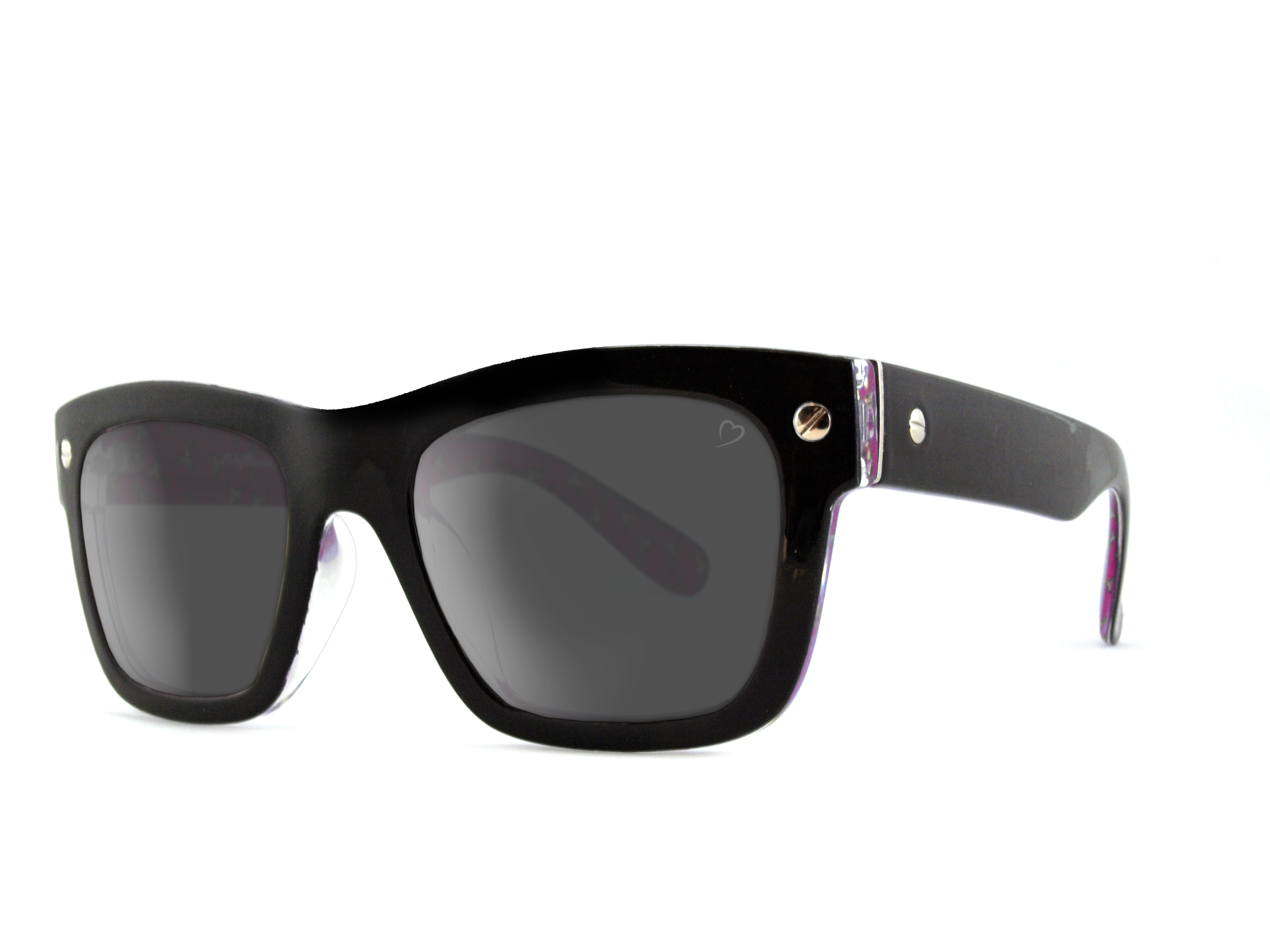 Ruby Rocks Francine Wayfarer style Black with Pink side frame and Dark Grey Lens Sunglasses RR05-2