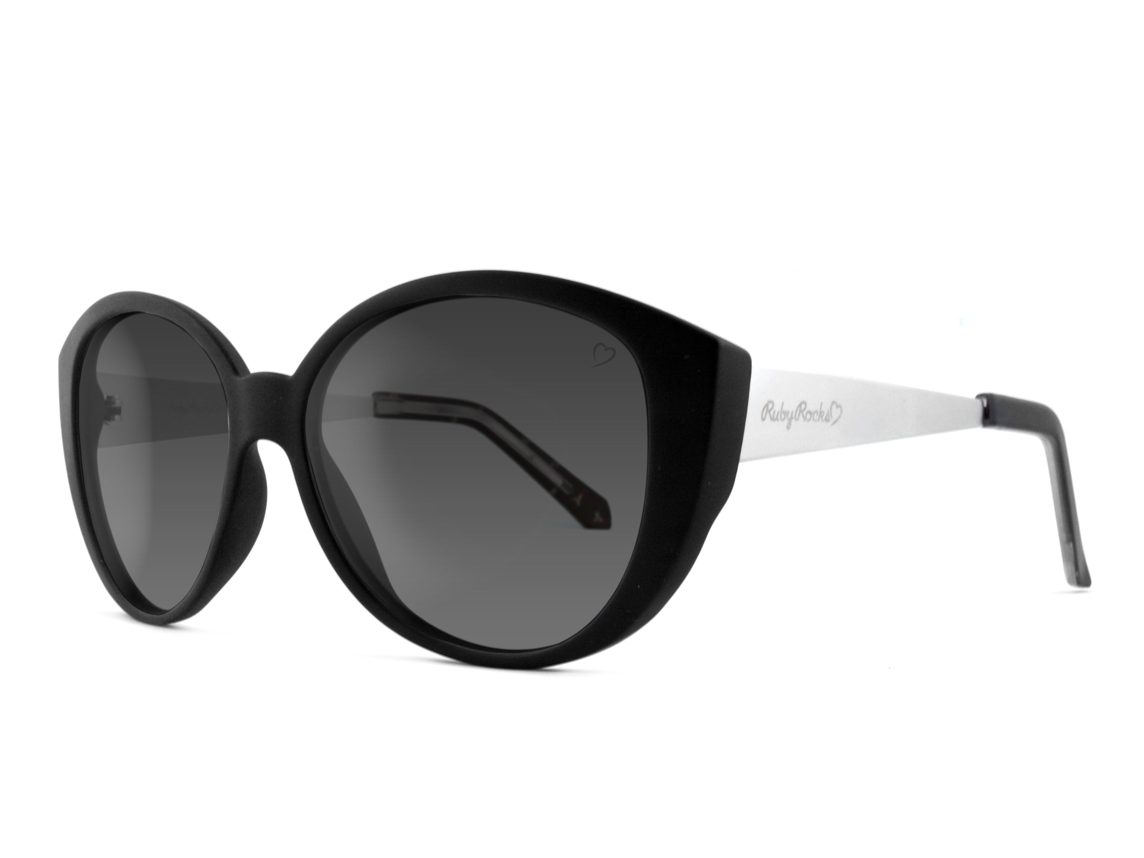 Ruby Rocks Audrey Round with side tip Black and Silver frame with Dark Grey Lens Sunglasses RR09-1