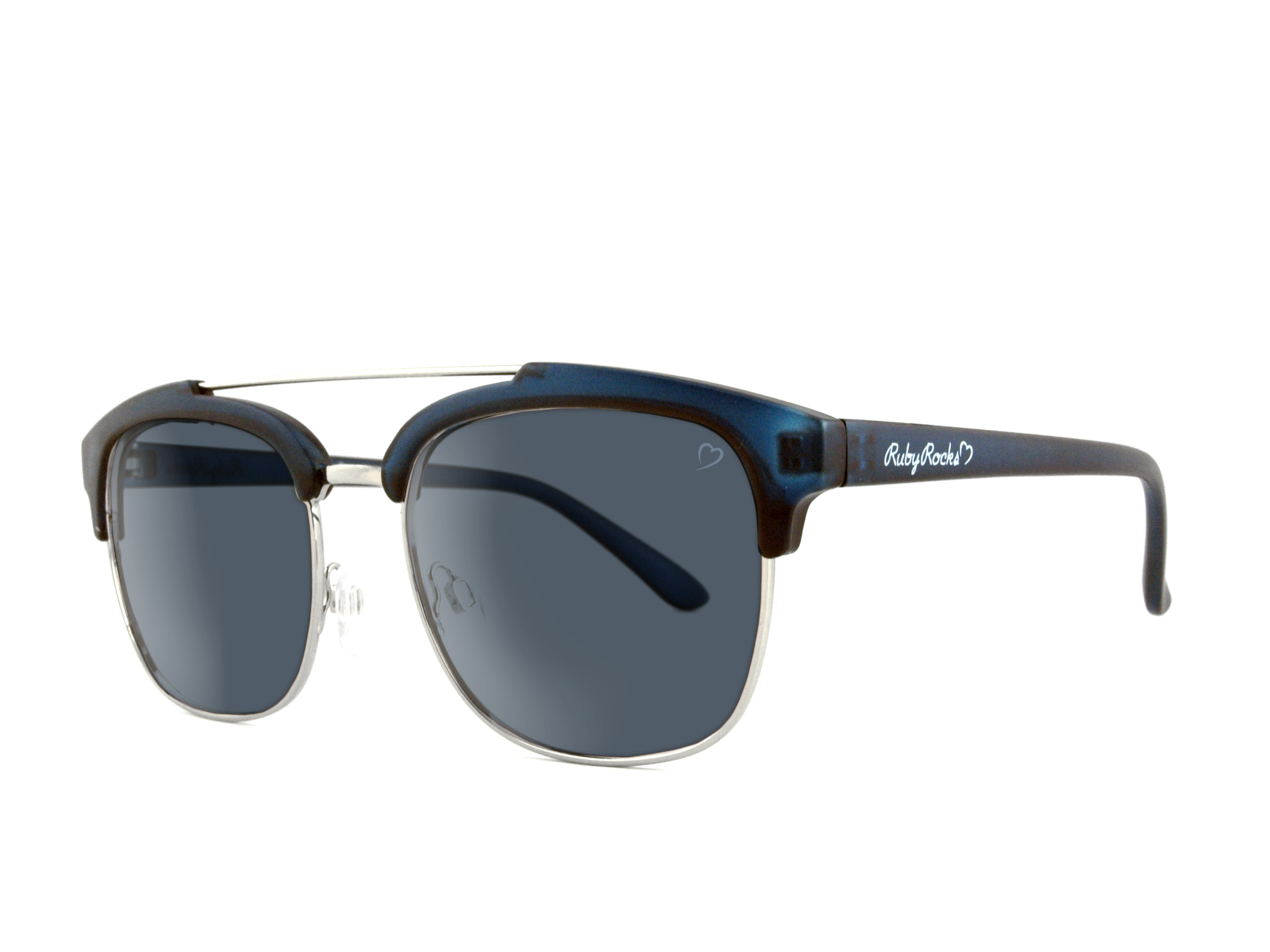 Ruby Rocks Midnight Deep Blue and silver metal frame with dark blue grey lens RR12-2