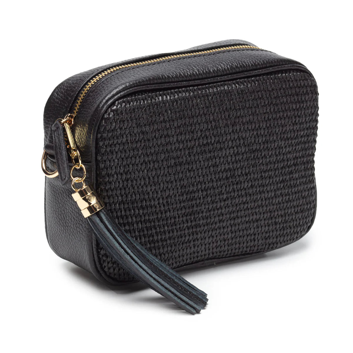Elie Beaumont Raffia Crossbody Black
