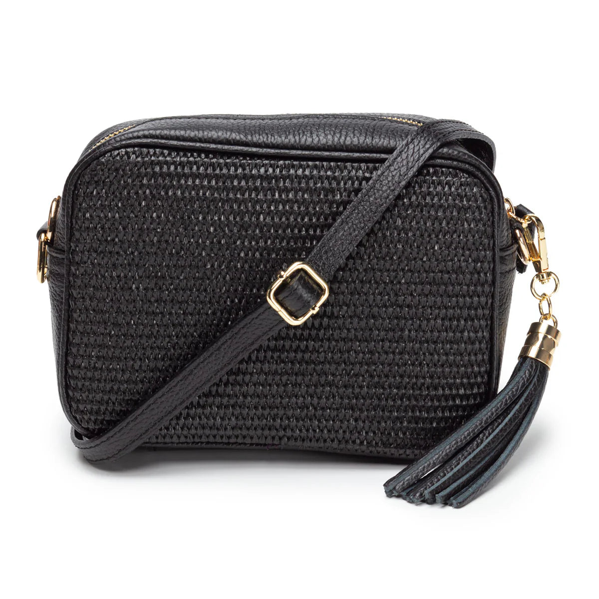Elie Beaumont Raffia Crossbody Black