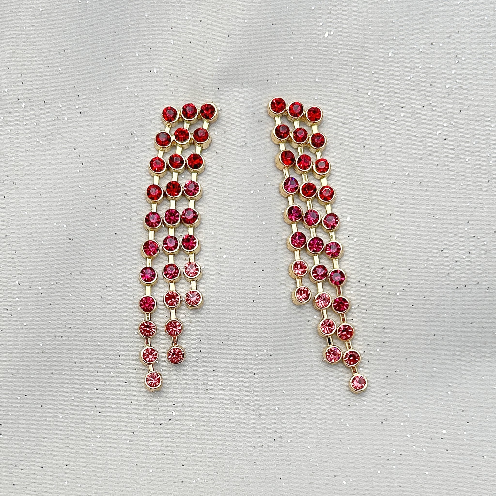 QueenMee Red Statement Earrings Ombré Long Drop Earrings