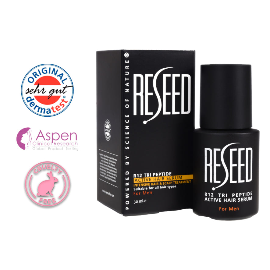 R12 Tri Peptide Active Hair Serum for Men 30 ml - Reseed Hair Loss Range for Men and Women