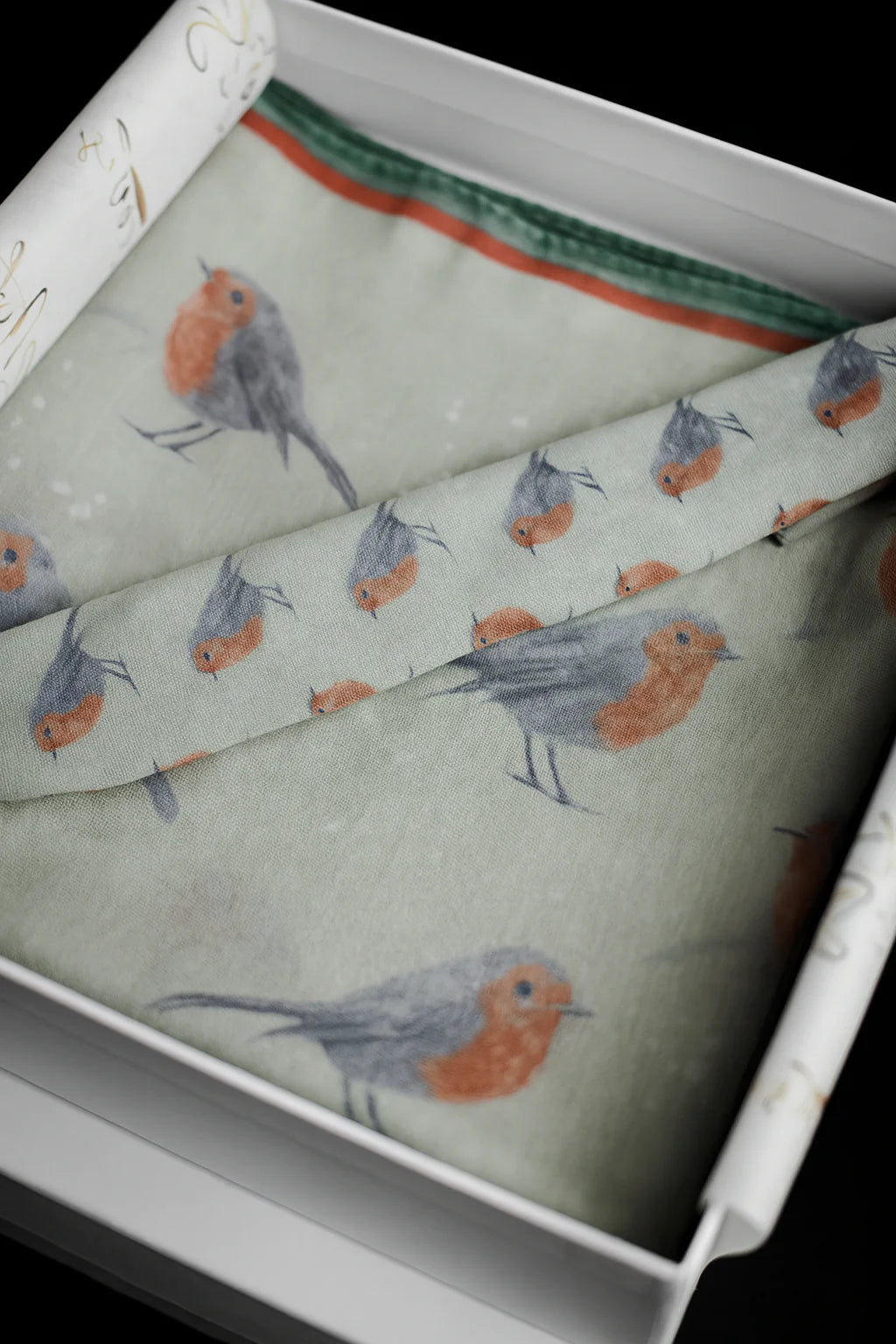 Recycled Bottle Scarf - Christmas Robins Gift Set