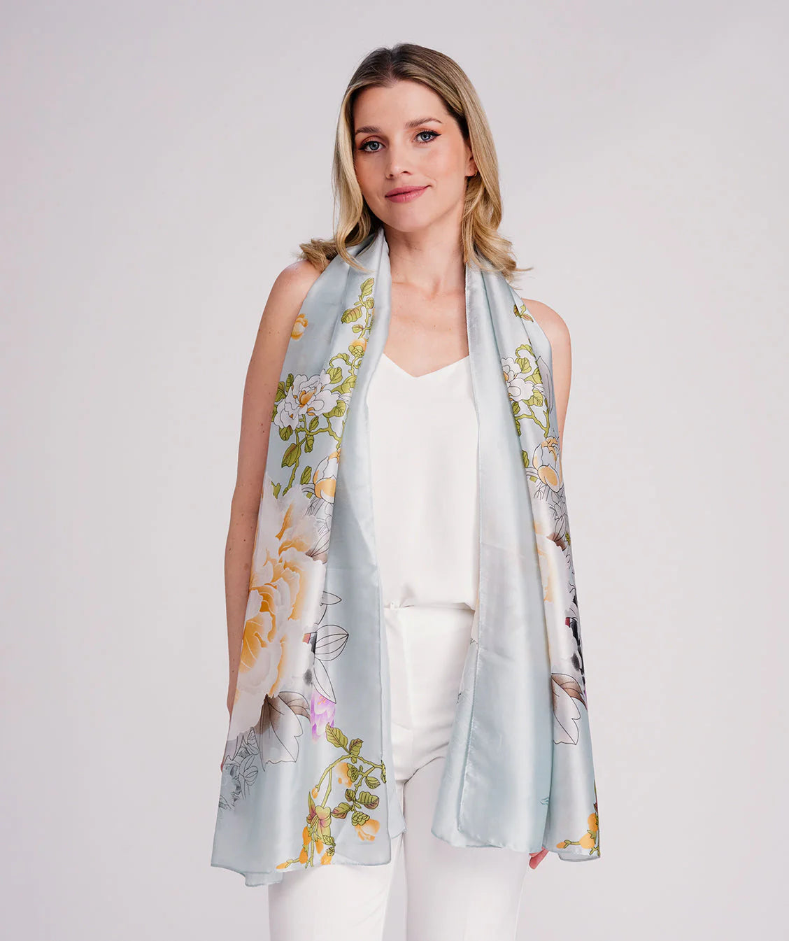 Rosalyn - Abstract Floral Print Chiffon Scarf