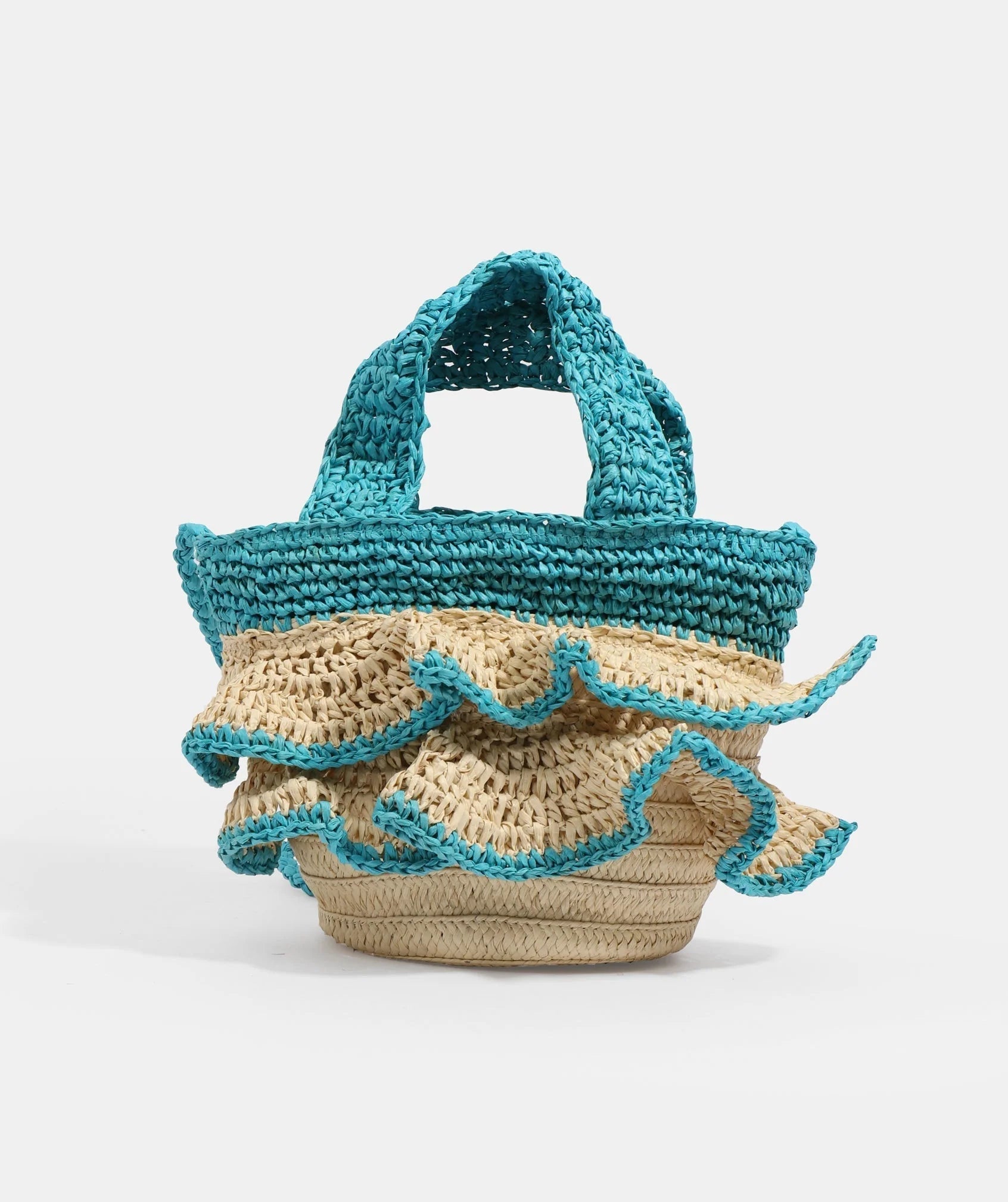 Sand/Black Ruffle Detail Bag with Crossbody Strap