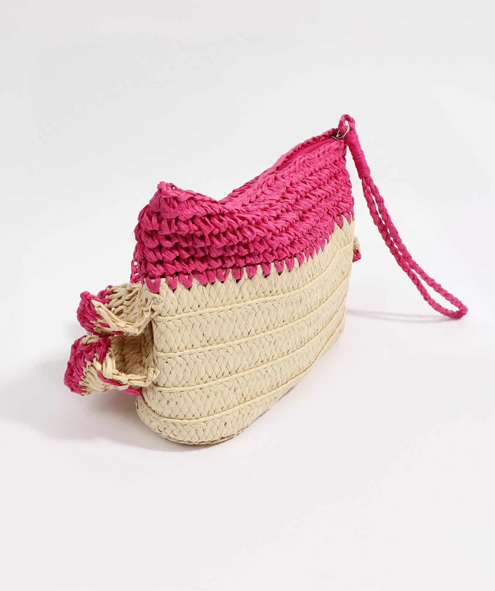 Sand and Pale Turquoise Ruffle Detail Clutch Bag