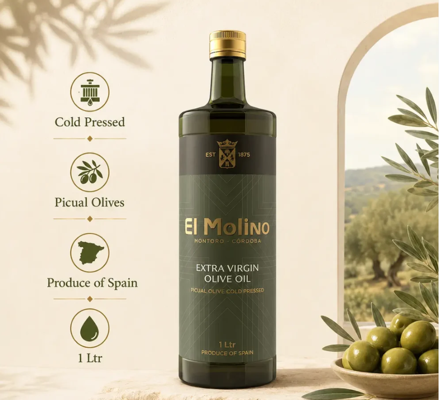 El Molino Everyday Extra Virgin Olive Oil 500ml Cold Pressed Picual Olives Made in Spain