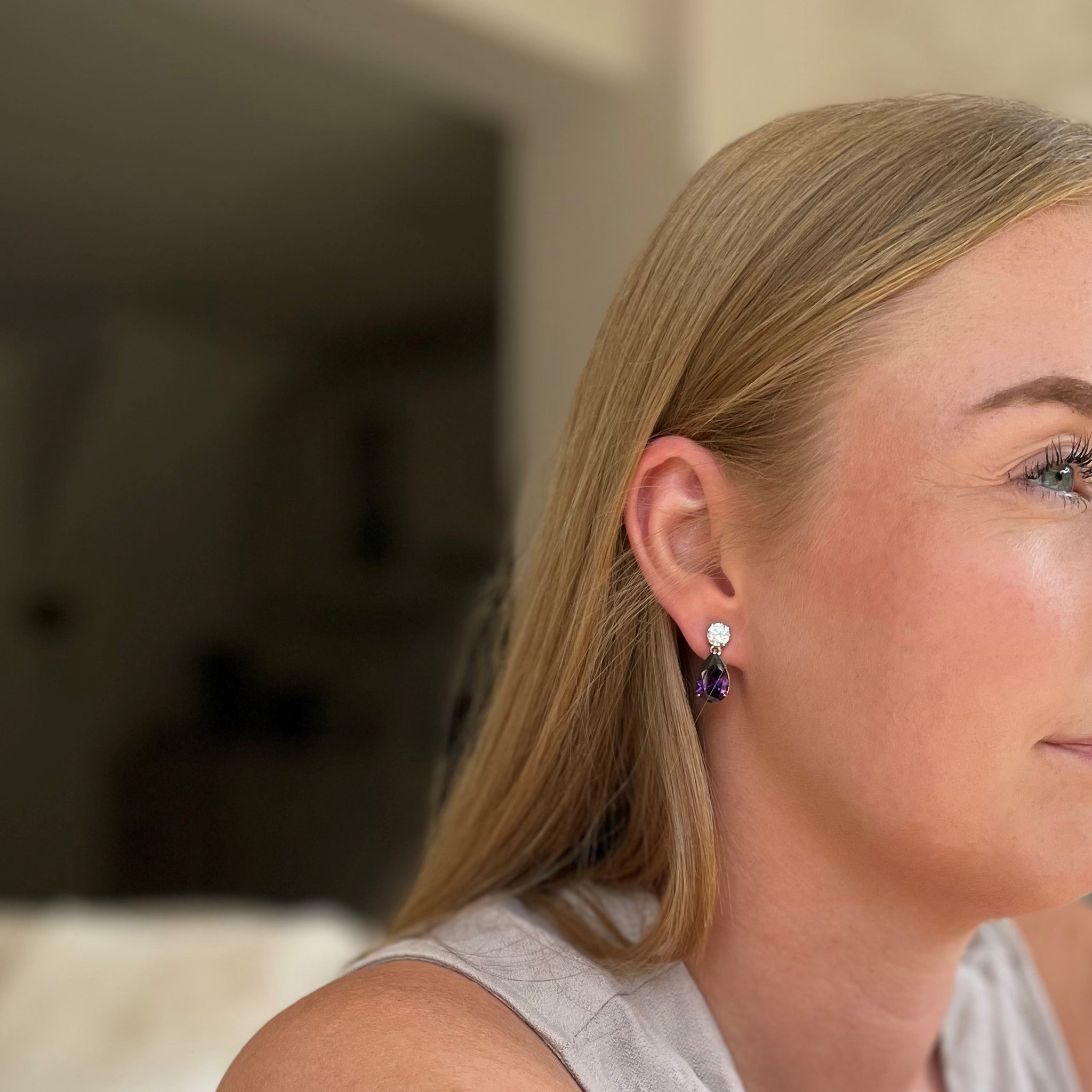 Shade Silver Tanzanite Drop Earrings