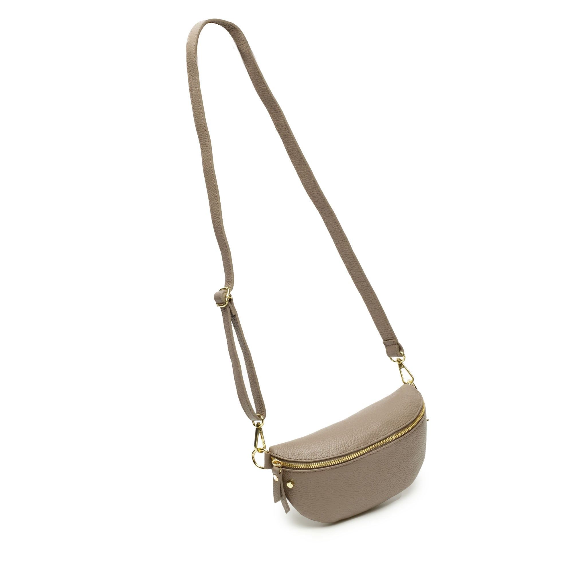 Elie Beaumont Sling Bag - Mink Grey with Python Stripe Strap