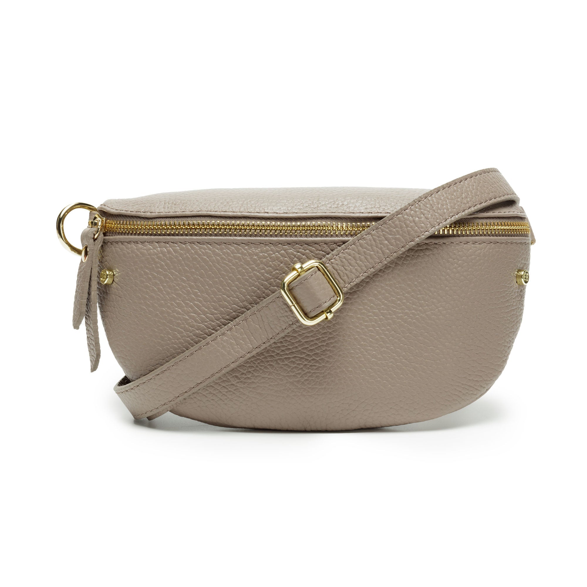 Elie Beaumont Sling Bag - Mink Grey with Python Stripe Strap