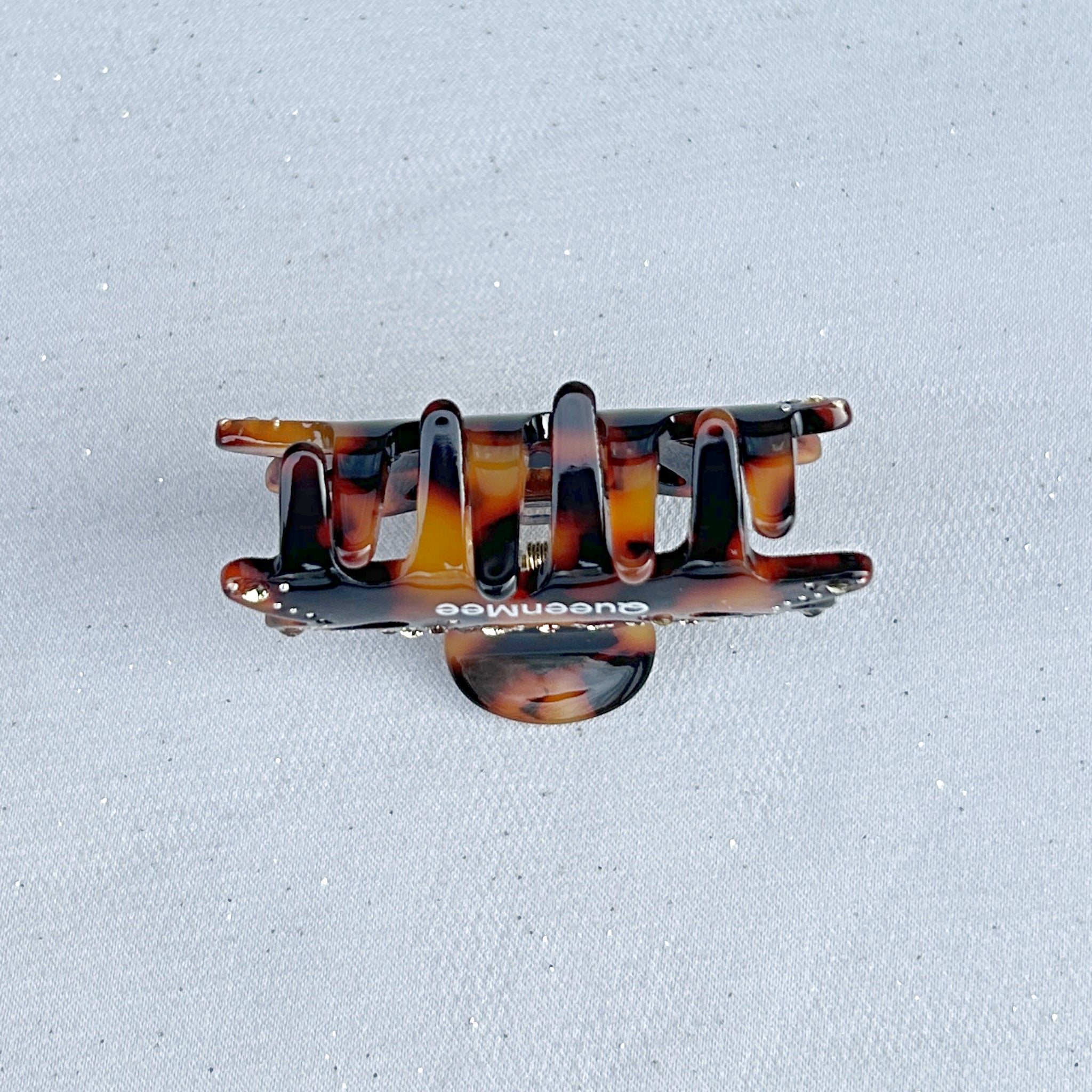 QueenMee Small Hair Claw Tortoiseshell Hair Clip with Jewels