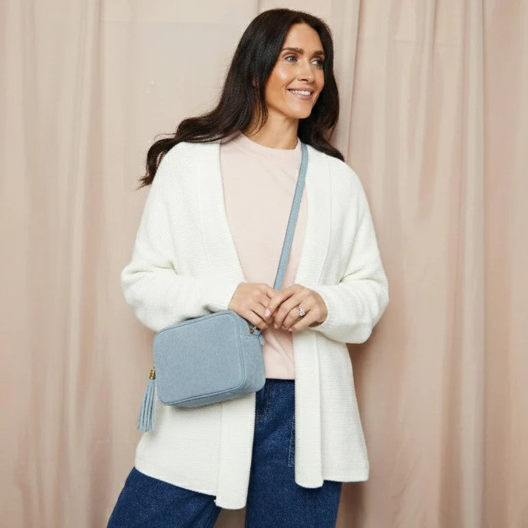 Elie Beaumont Crossbody Tassel Suede - Powder Blue