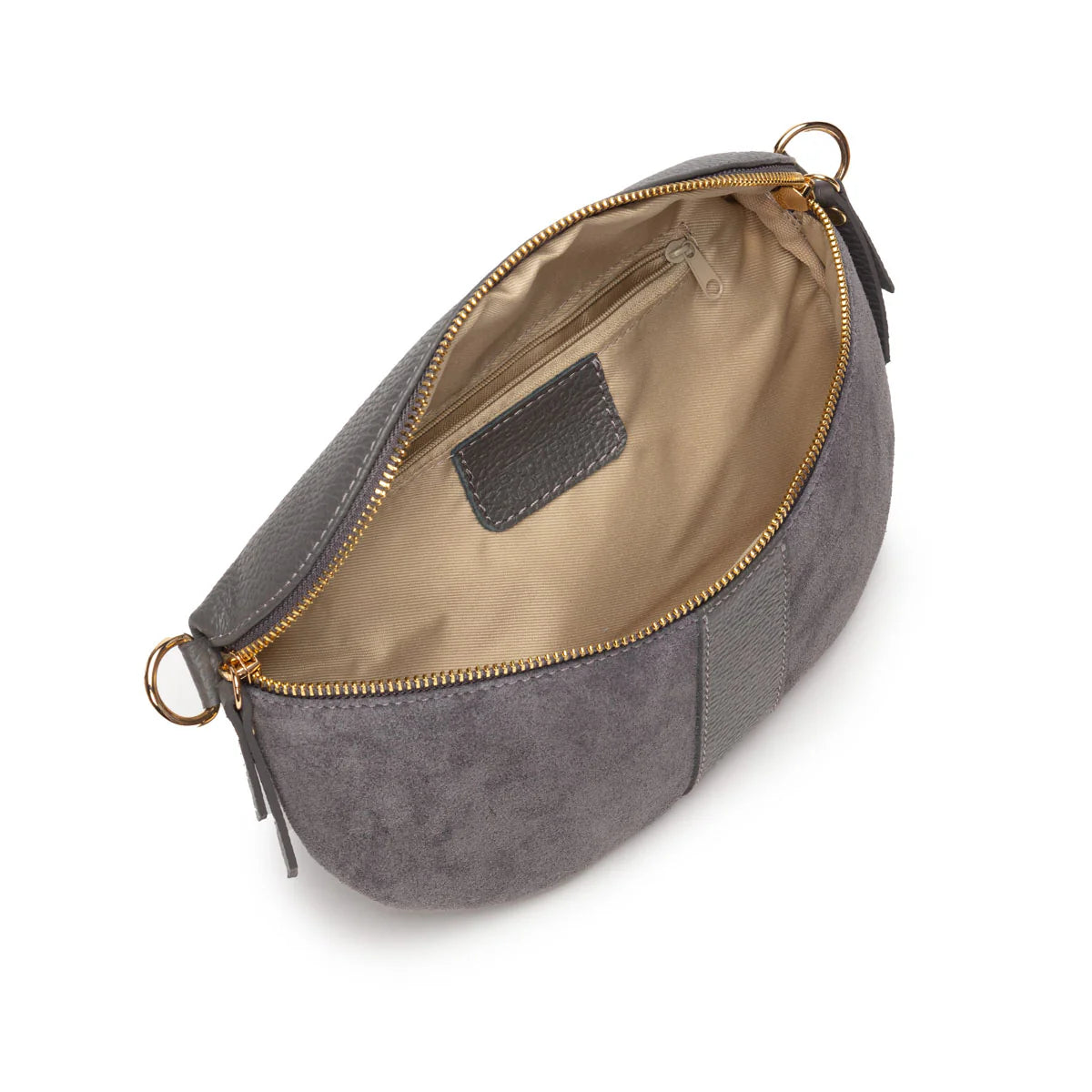 Elie Beaumont Suede Sling Bag Slate Grey
