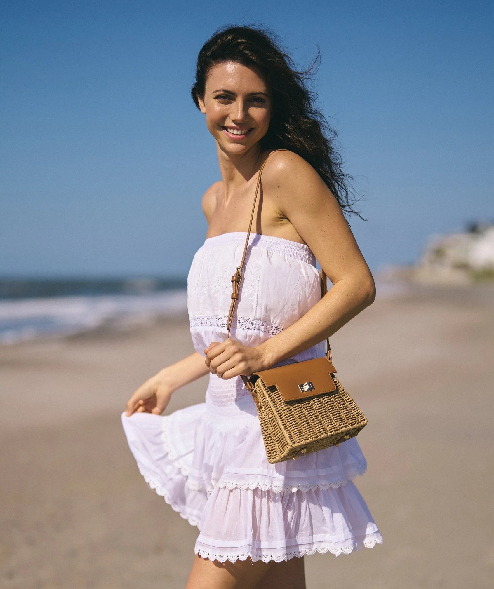 Hot Pink Straw Handbag with Gold Hardware Closure